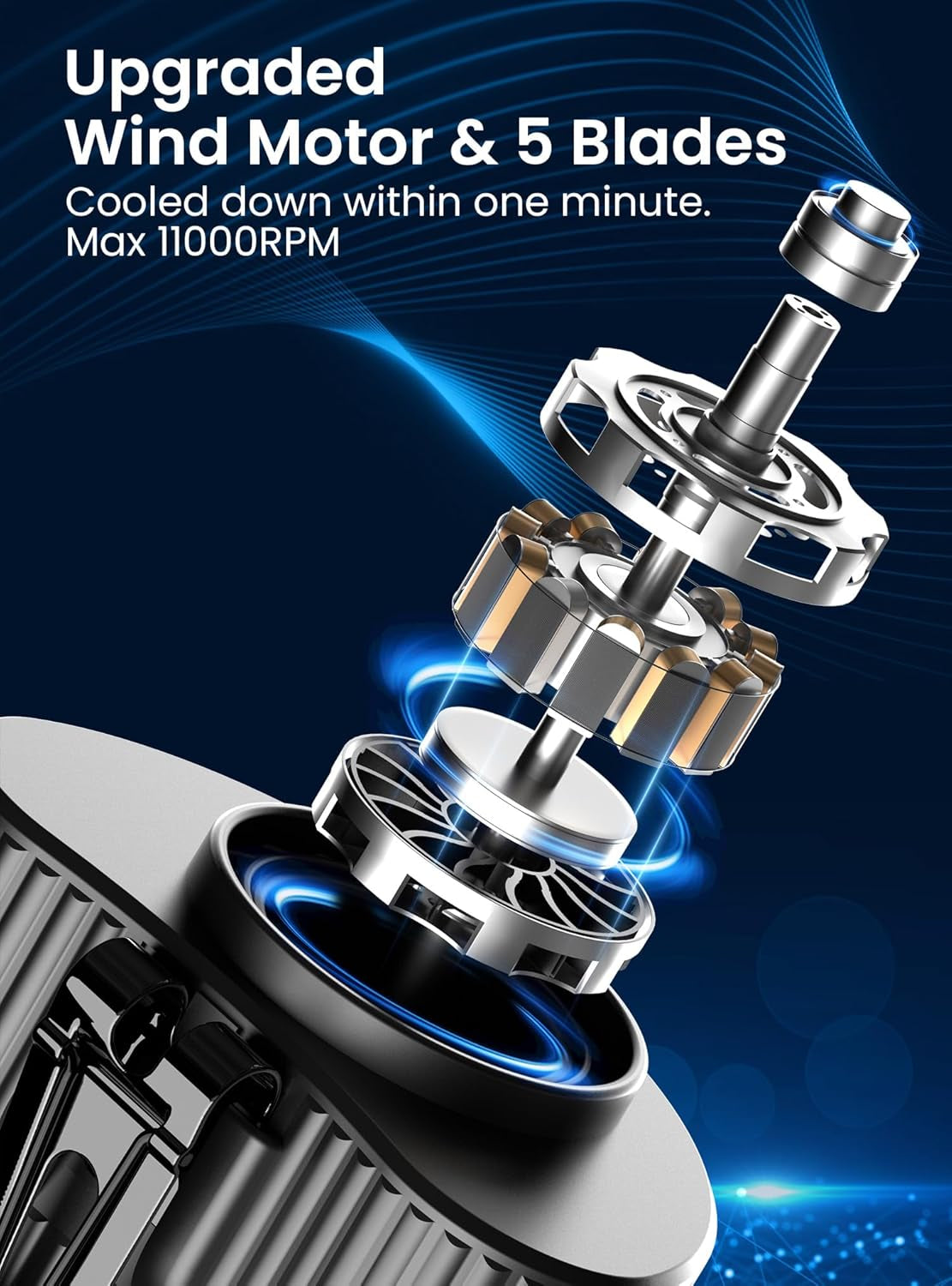 Latest Portable Waist Fan with LED Display, Personal Cool Clip Fan with 5 Speeds, 11000 RPM Strong Airflow, Undershirt Clip with 21H Working Time, Wearable Belt Design for Outdoor Jobsite Farm