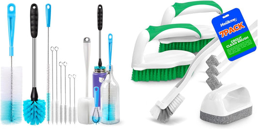 11 Pack Bottle Brush Set & 7 Pack Scrub Brush Set
