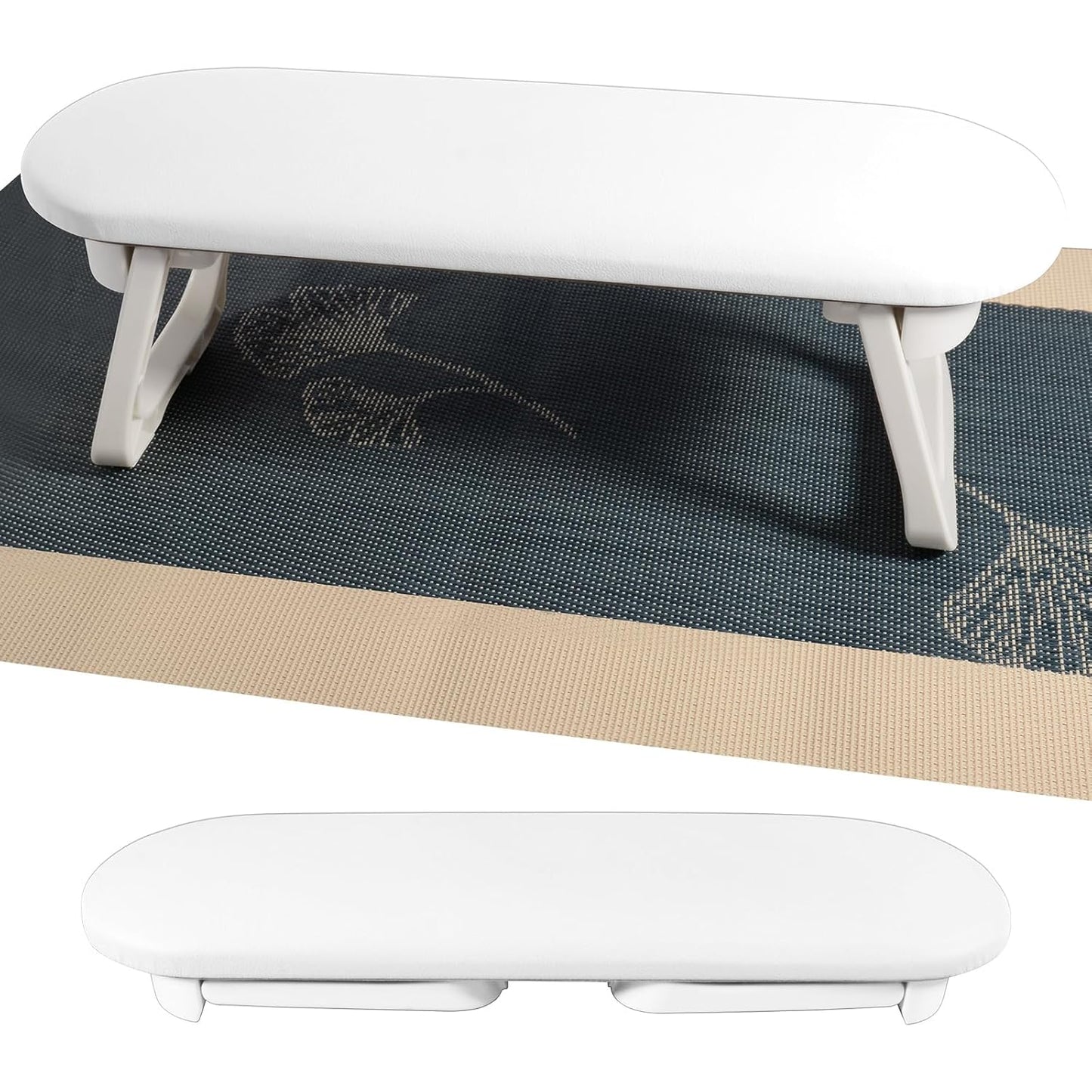 Nail Arm Rest, Foldable PU Leather Nail Hand Rest for Manicure, with Soft Nail Mat for Table, Soft Hand Rest for Acrylic Nails/Nail Hand Pillow for Manicure Salon Use-White