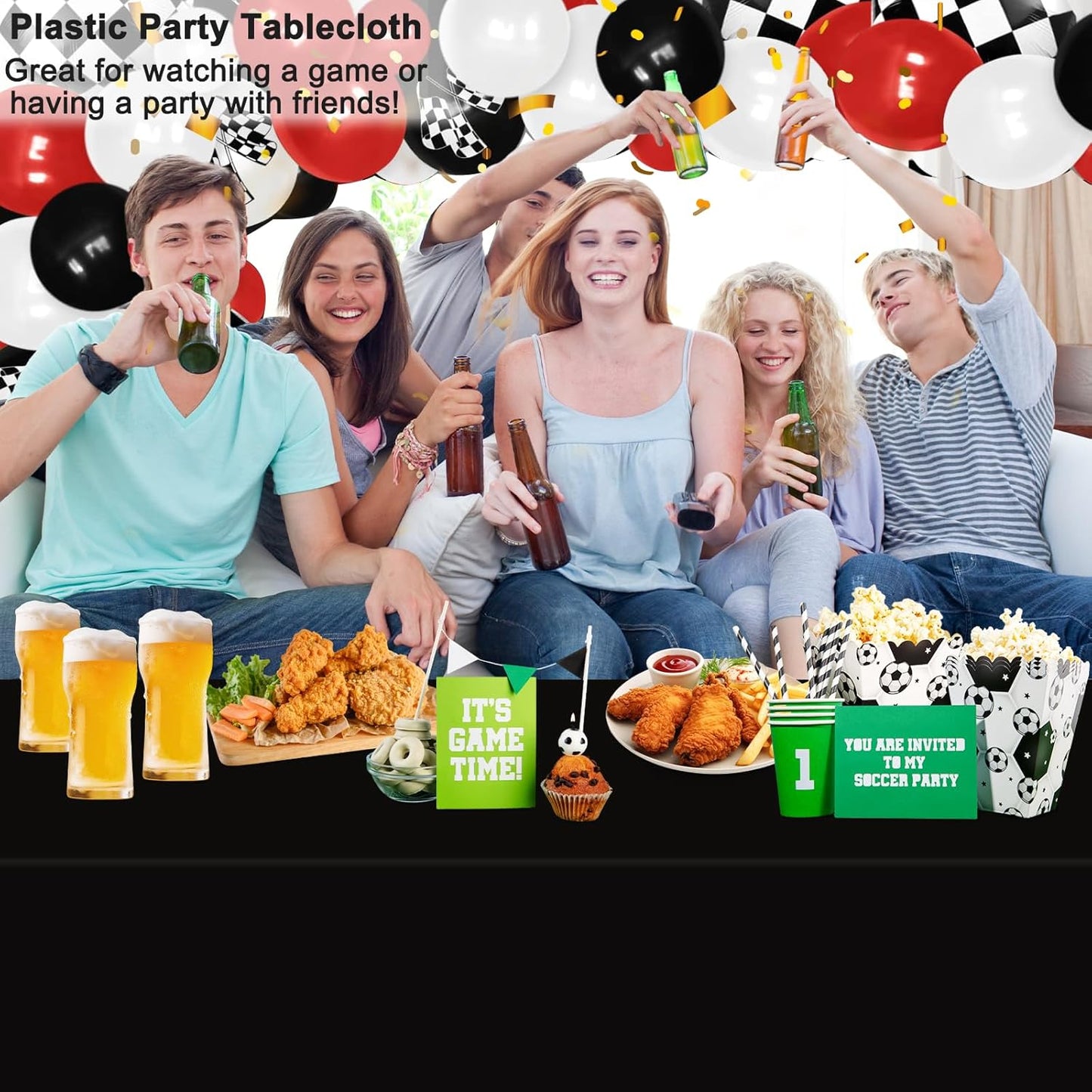 2 Pack Black Tablecloths Disposable Table Covers 54" X 108" Table Cloths for BBQ Birthday Picnic Bridal Shower Engagement Wedding Plastic Table Cloths for Parties