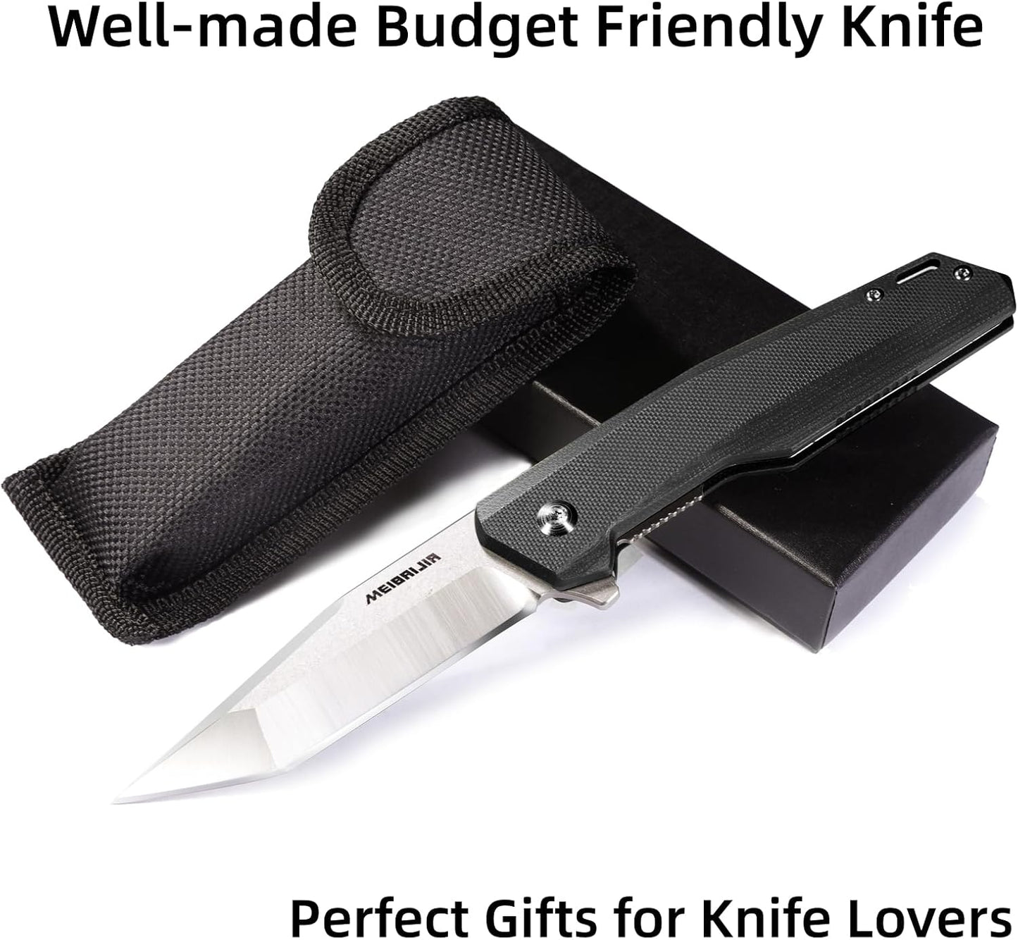 D2 Blade Folding Pocket Knife with G10 Handle, Liner Lock, Pocket Clip, and Smooth Flipping Action for Outdoor Activities
