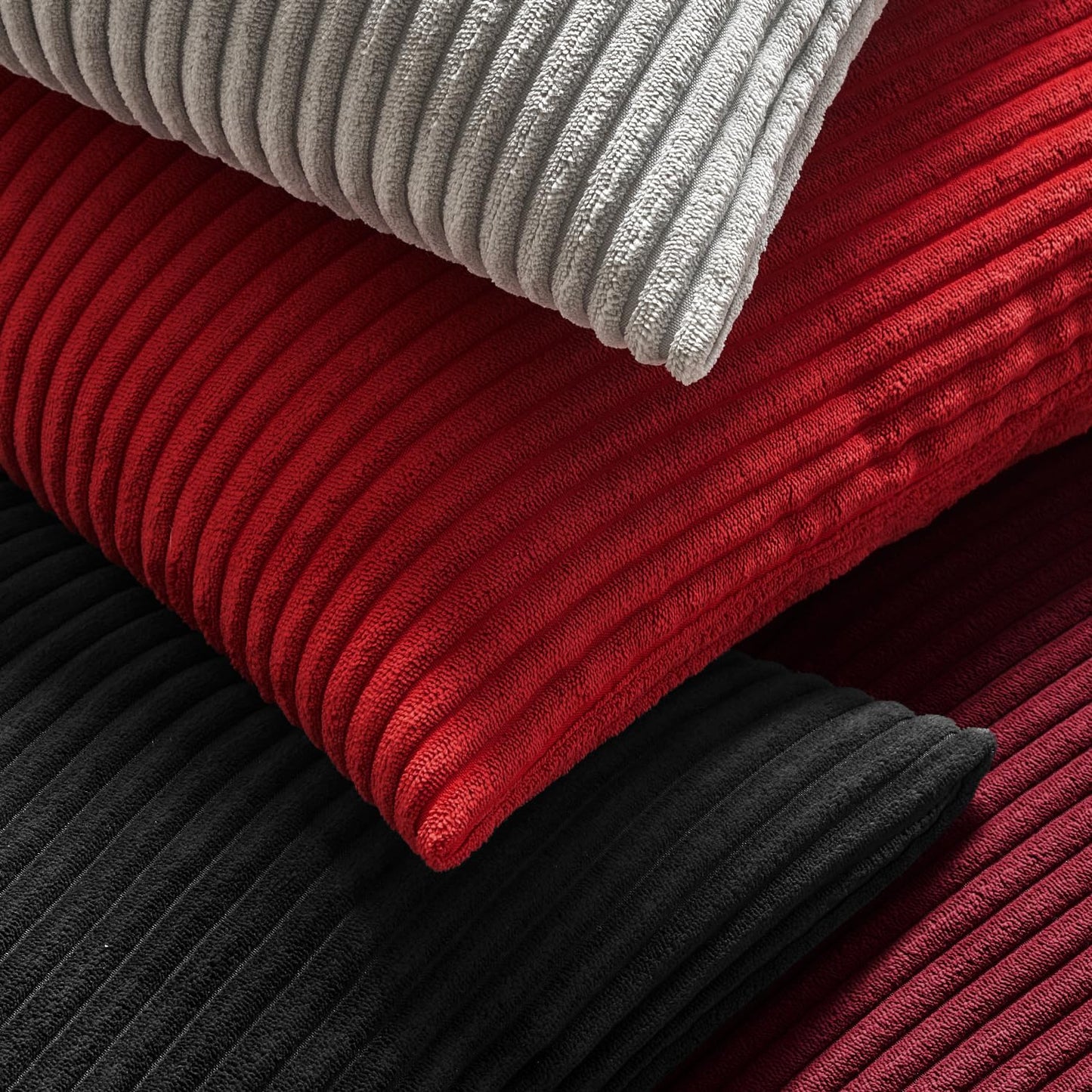 Winter Pack of 2 Corduroy Soft Soild Decorative Square Christmas Throw Pillow Covers Set Cushion Cases Pillowcases for Sofa Bedroom Car 18 X 18 Inch 45 X 45 Cm Red