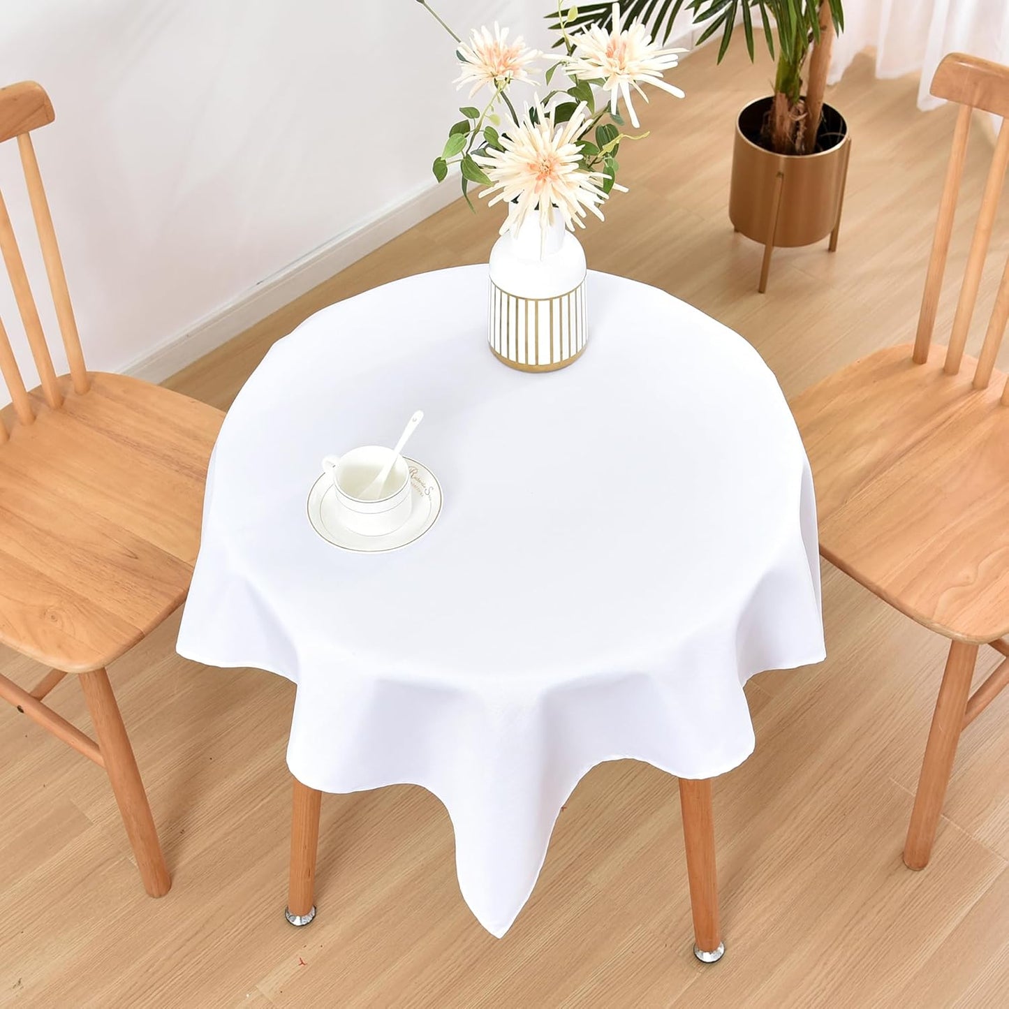 Small Square Tablecloth 36 X 36 Inch Washable Fabric Table Cloth Solid White Table Cover for Nightstand End Bedside Tables Tabletop Decoration