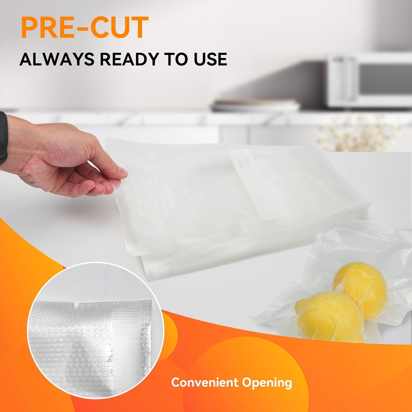 6” X 10” 200 Count Food Vacuum Sealer Bags Keeper, Precut Pint, Ideal for Food Saver, BPA Free, Commercial Grade, Great for Storage, Meal Prep and Sous Vide
