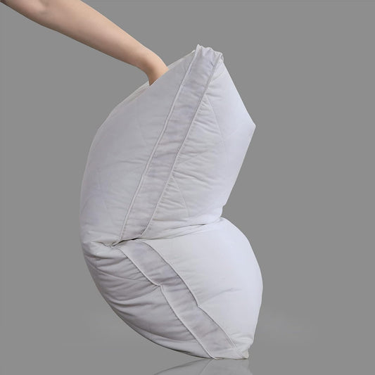 Queen/Standard Size White Goose Feather Bed Pillow - Soft 600 Thread Count 100% Cotton Cover, Medium Firm with Polyester Surround Fill