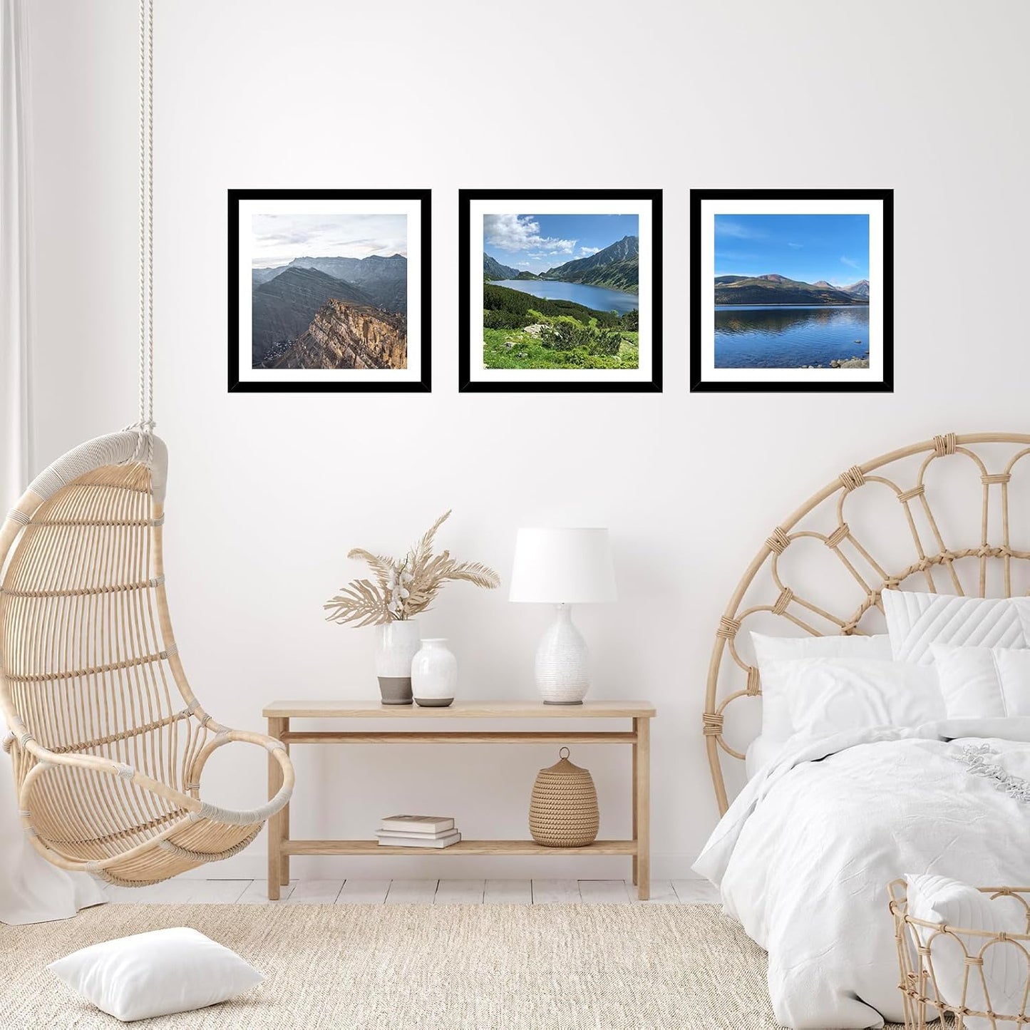 12X12 Picture Frame with Mat for 30 X 30Cm Diamond Art Painting, Display Photo 10X10 or 12 X 12 without Mat, Wall Hanging Large Frame with Plexiglass, Black