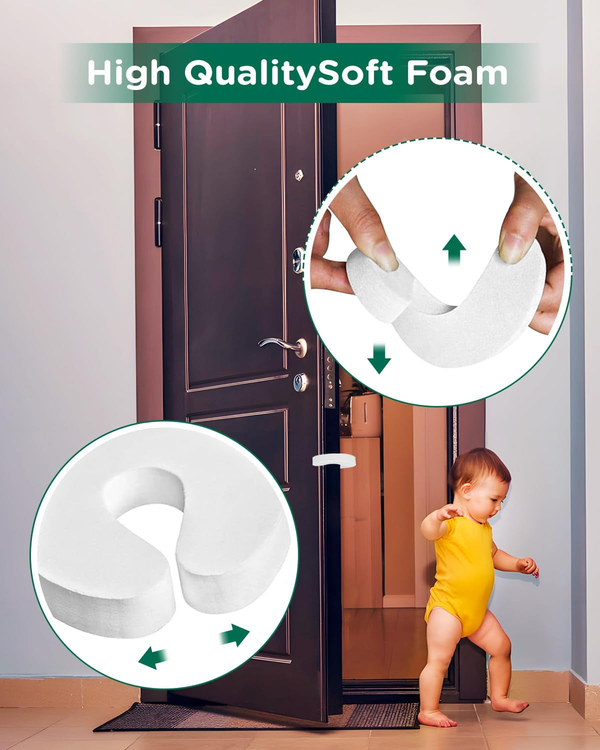 Pack of 6 Door Finger Pinch Guards, Child Proof Door Slam Stopper, Prevents Fingers Injuries, Baby and Pets from Getting Locked in Room,Fits Any Doors Size