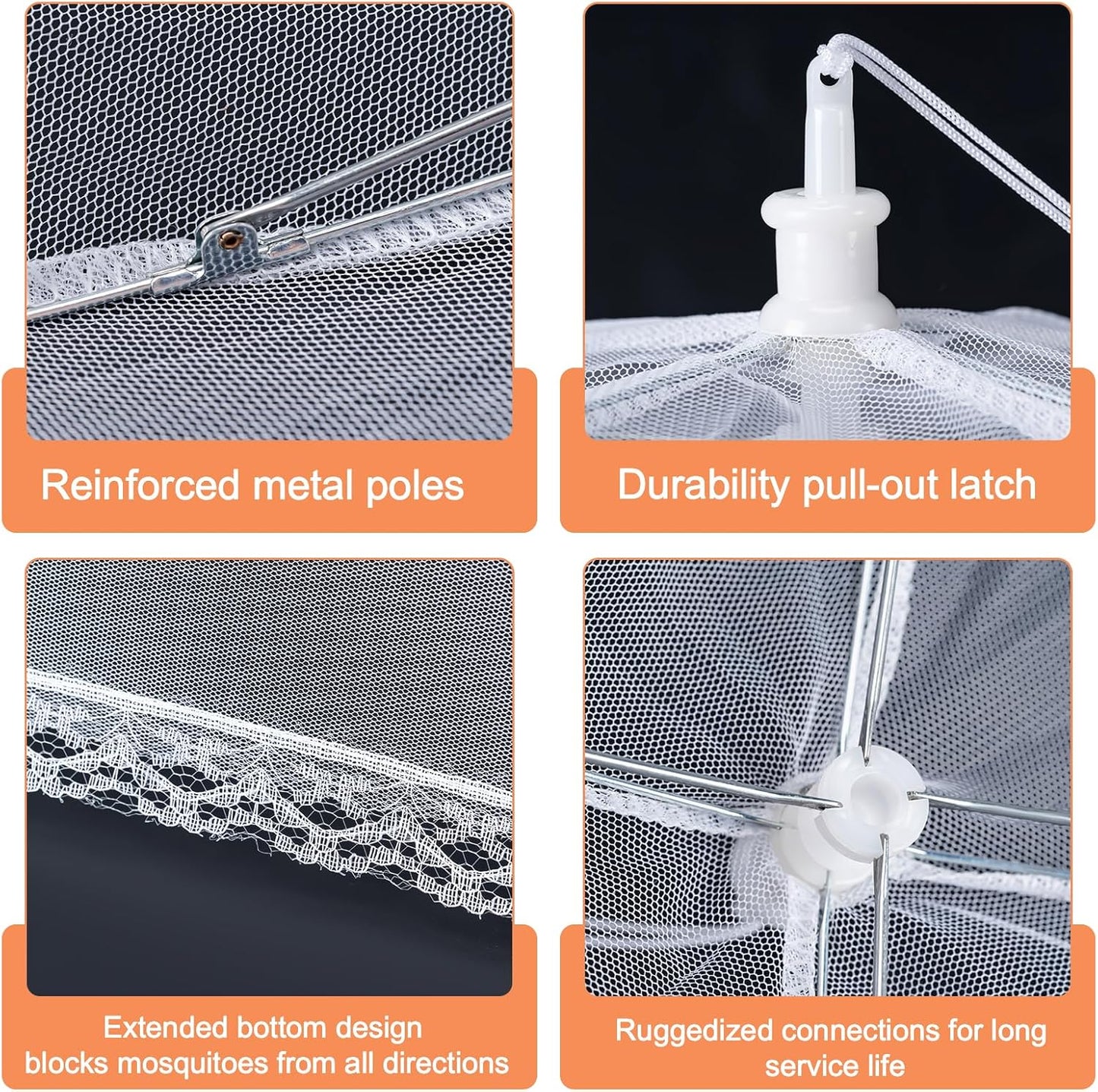 6 Pack Mesh Food Covers,17"Lx17"W Large Food Cover,White Nylon Covers,Pop-Up Serving Dish Covers Tent Umbrella,For Patio Net for Outdoor Camping, Picnics, Parties,Bbq,Collapsible and Reusable