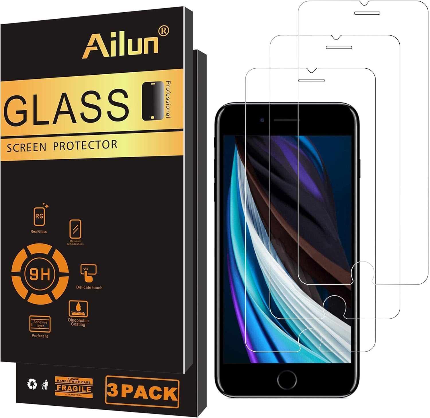 Screen Protector Compatible for Iphone SE 2020 2Nd/2022 3Rd Generation, Iphone 8,7,6S,6, 4.7-Inch 3 Pack and Privacy Tempered Glass Screen Protector for Apple Iphone SE 2020/2022, 2Pack