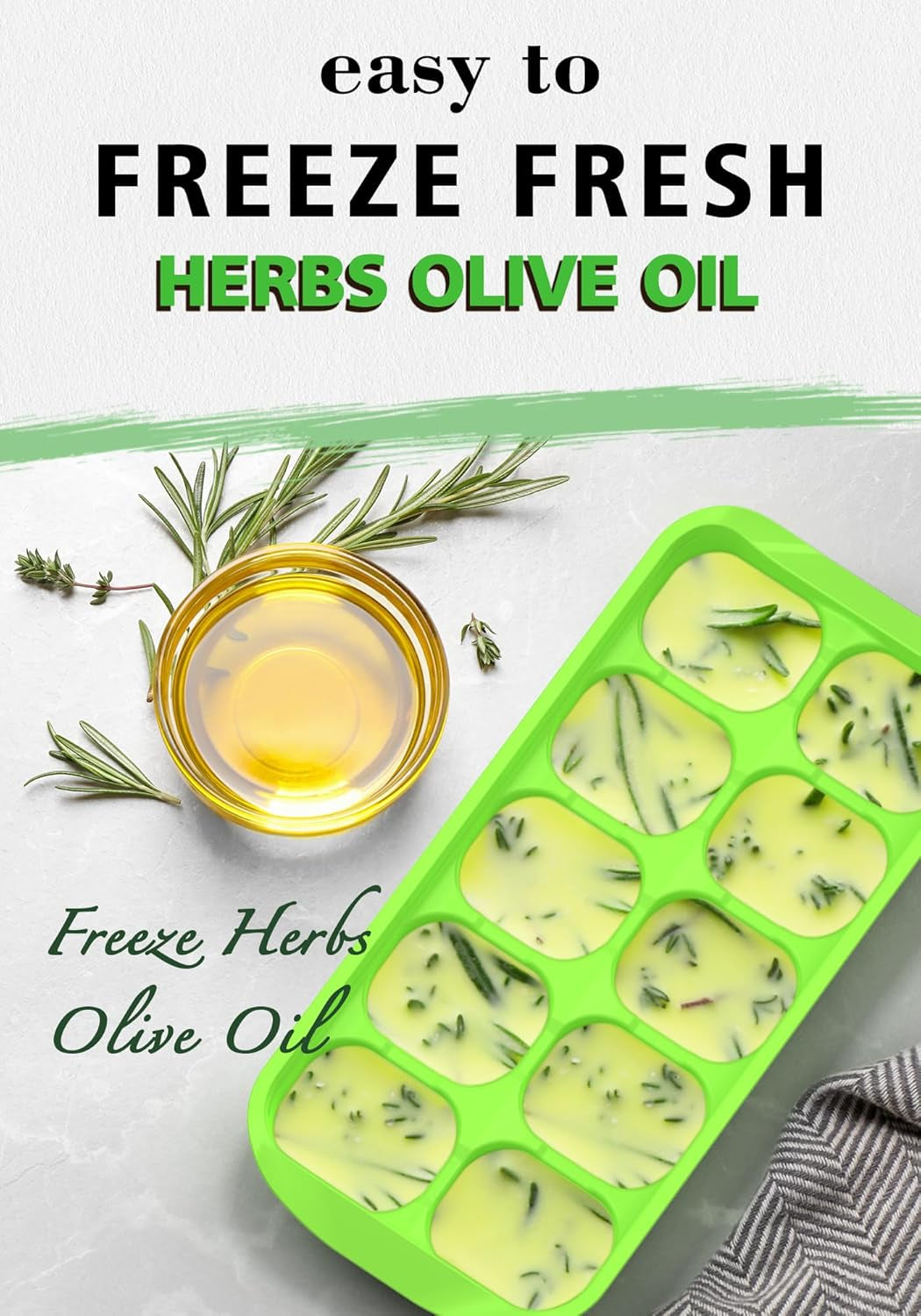 Ice Cube Tray with Lid and Bin, 4 Pack Easy Pop Out Silicone Ices Cubes Trays for Freezer with Cover, Stackable Compact Ice Bucket Kits, for Soup, Food, Cocktail, Coffee