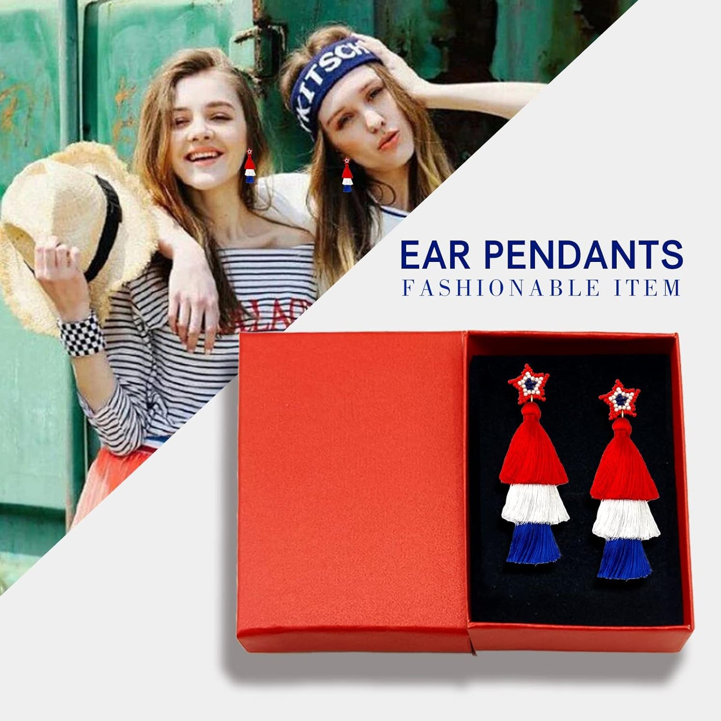 Tassel Earrings for Women, Handmade Gradient Color Bohemian, Tiered Fall Dangle Earrings, Layered Boho Statement Earrings for Women Girls Valentine Christmas Birthday Party Gift