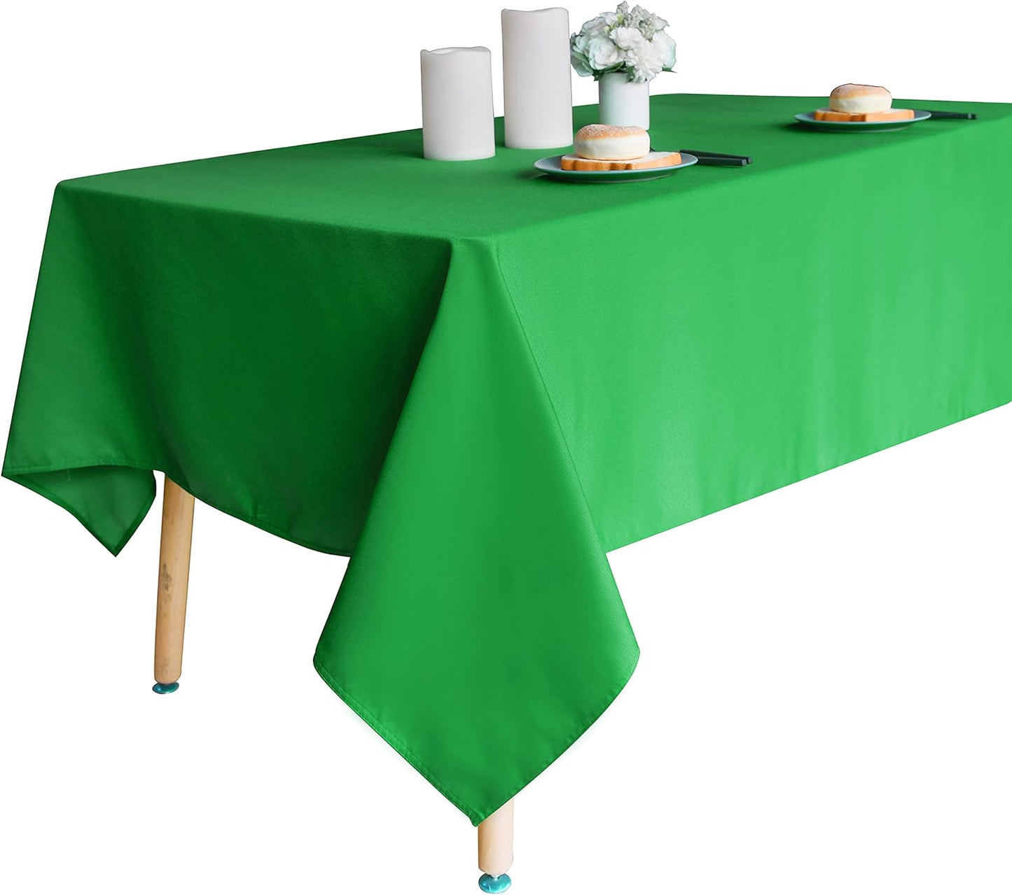 210GSM Square Green Table Cloth, Christmas Decorations Waterproof Tablecloth, Table Cover Protector for Holiday Party Use (Green,60 X 60 Inch)