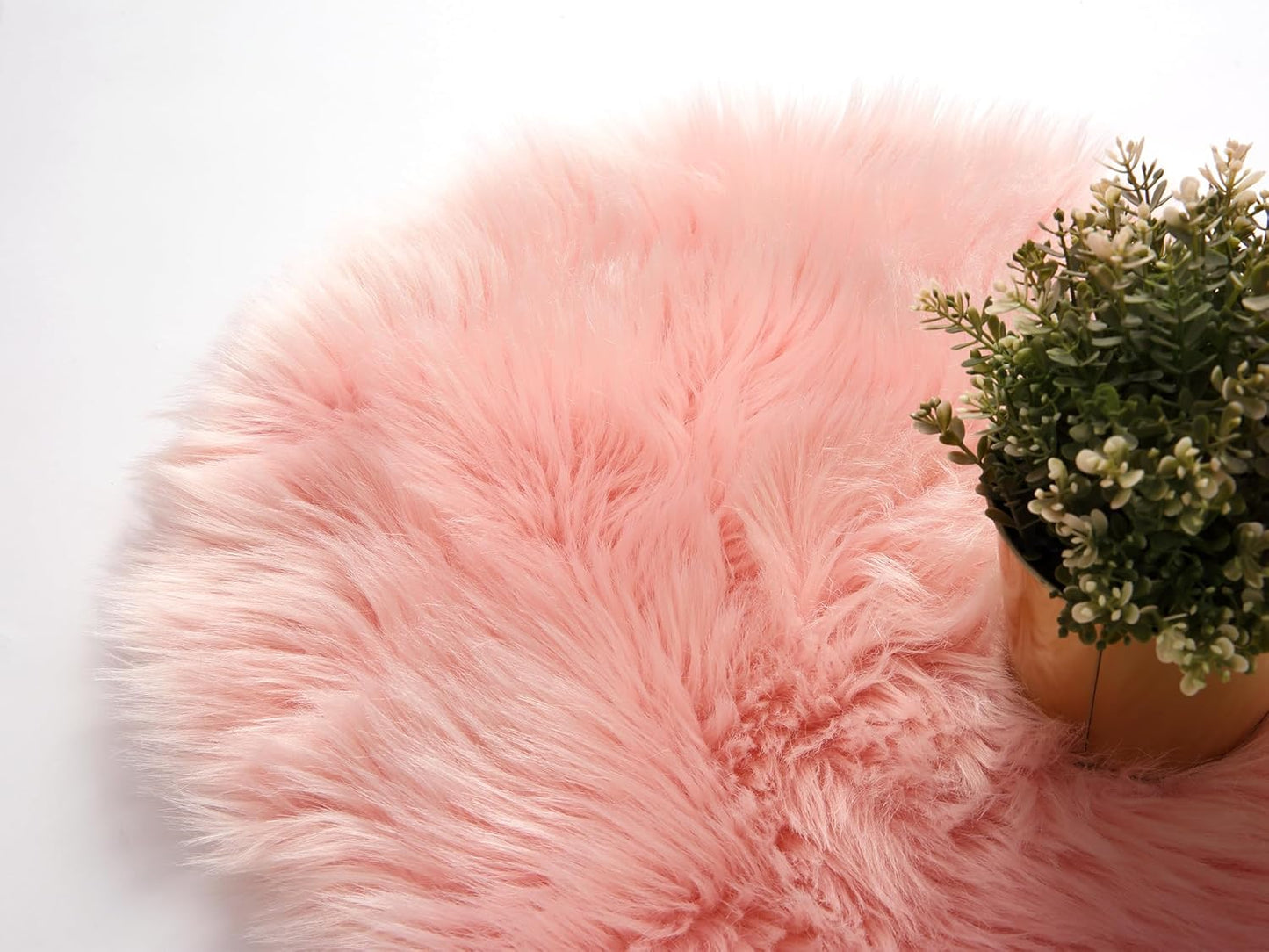 2X3 Fluffy Faux Fur Rug, Ultra Soft Shaggy Sheepskin Rug, High Pile Suede Backed Plush Area Rugs for Bedroom Living Room Indoor Floor Chair Cover Sofa, Pink