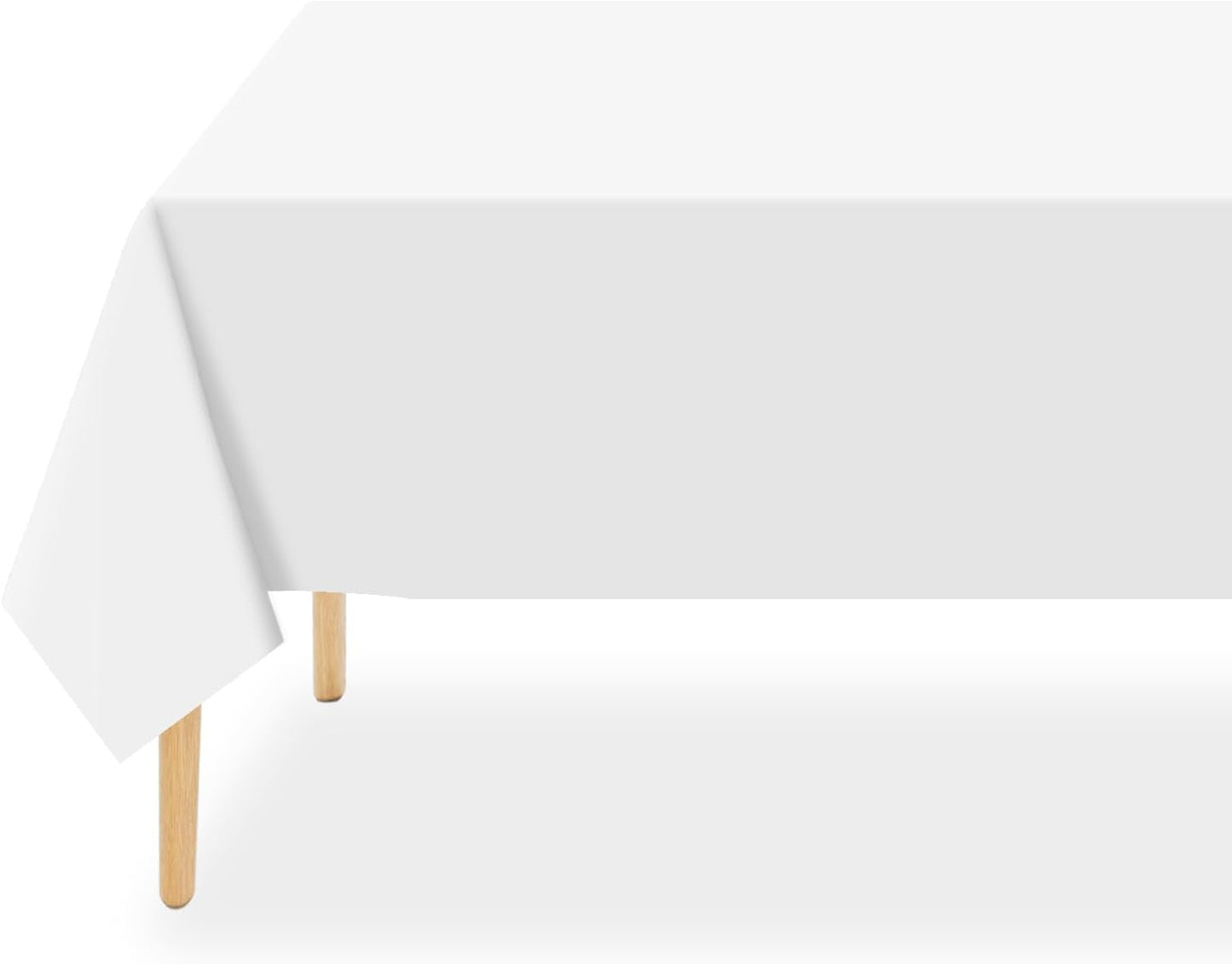 2 Pack Plastic Table Cloth Disposable, 54 X 108 Inch Tablecloths for Rectangle Tables, White Plastic Table Cover
