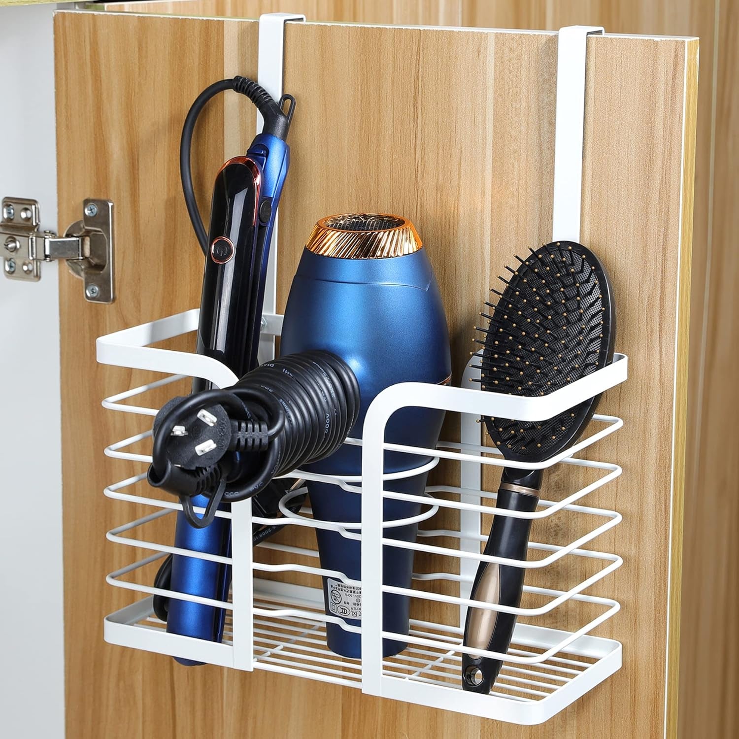 Adjustable Height Hair Dryer Holder - Professional Hair Tool Organizer for Bathroom Storage of Hot Styling Tools, Including Hair Dryer, Flat Iron, Curling Iron, and Straightener