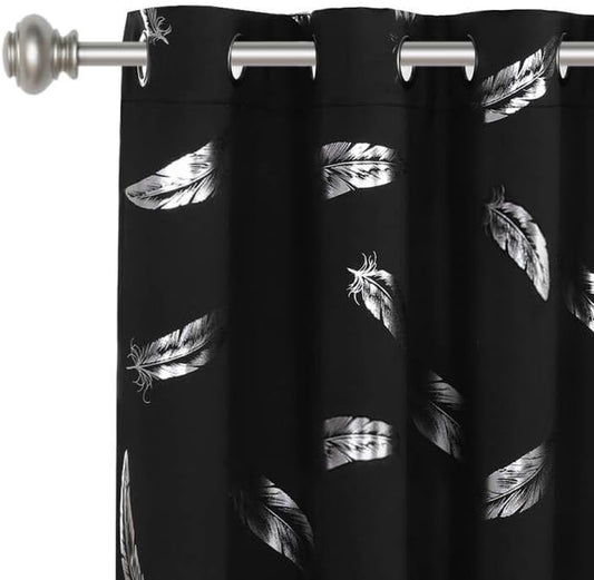 100% Blackout Black Curtains for Bedroom 84 Inches Long Thermal Insulated Window Curtain Drapes for Living Room/Sliding Glass Door, Modern Simple 2 Panels, Black
