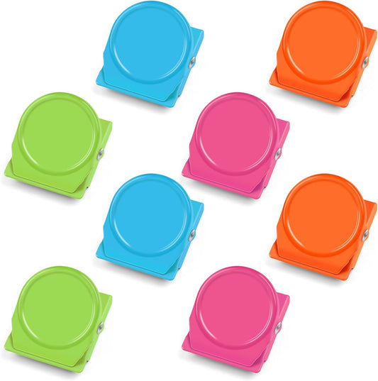 Heavy-Duty Magnetic Clips, Set of 8 - Versatile Whiteboard and Refrigerator Magnets for Classroom, Office, and School Lockers