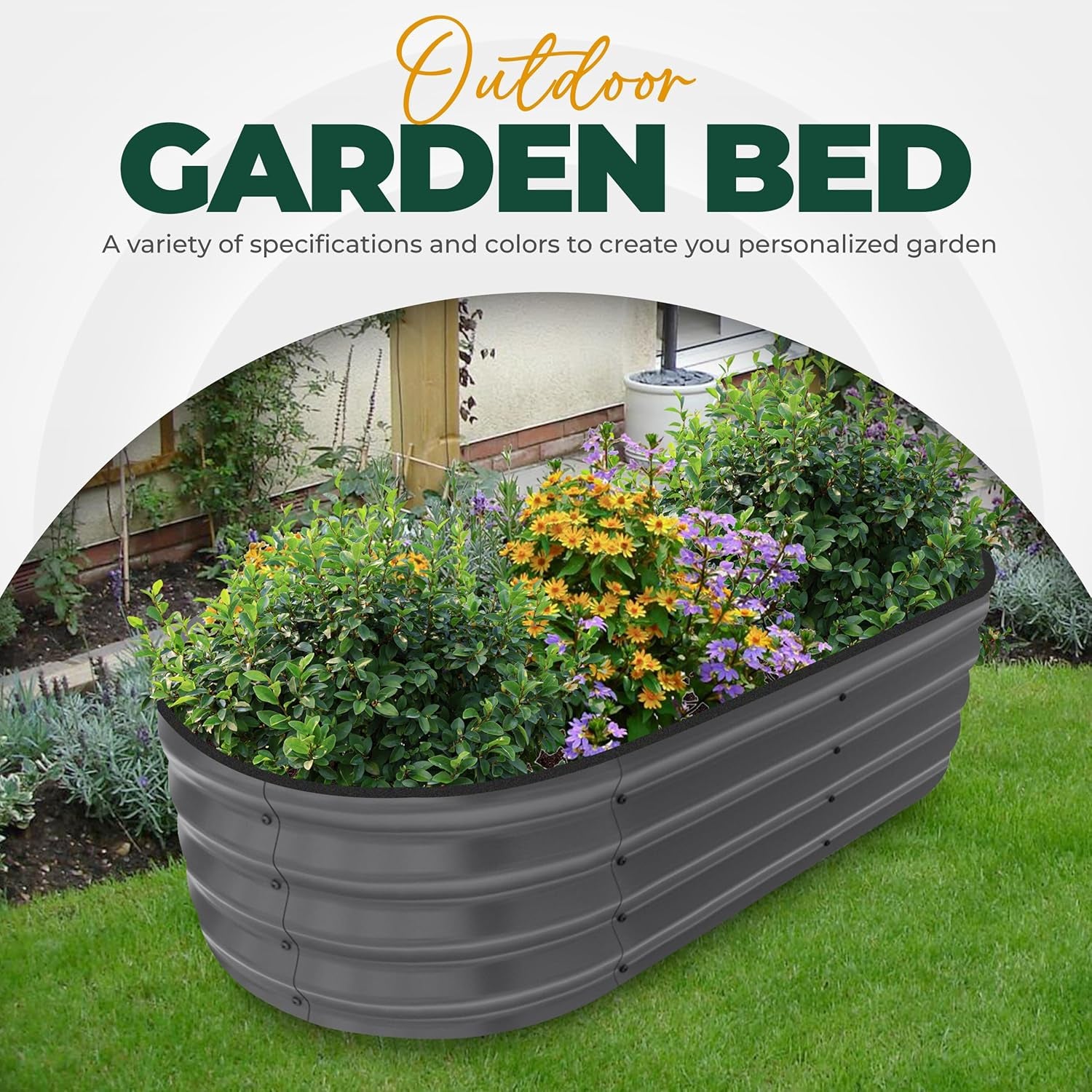 Galvanized Raised Garden Bed, 4 by 2 by 1 Feet Lightweight Planter Boxes Outdoor with Easy Assembly, Large Garden Bed for Vegetables, Fruits, Flowers, Dark Grey