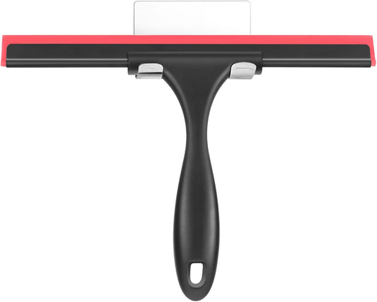 Shower Squeegee for Glass Doors Stainless Steel Squeegee for Shower Glass Door All-Purpose Window Squeegee for Tile Shower Walls, Sink, Mirror, Bathroom, Car Window Cleaning 10 Inches