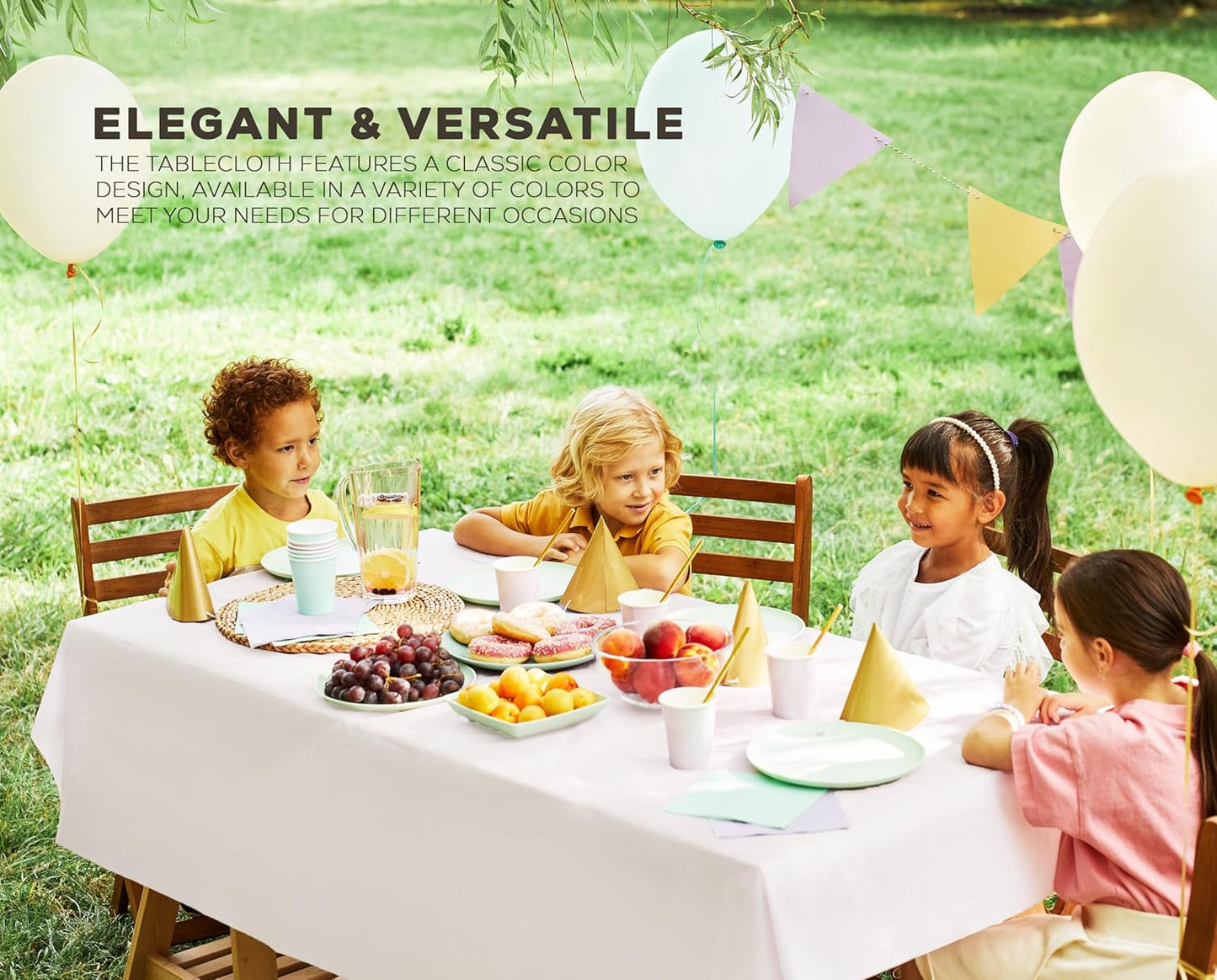Plastic Table Cloth Disposable (12 Pack - 54X108 Inch) White Rectangle Tablecloth Waterproof Stain Resistant Party Table Cover