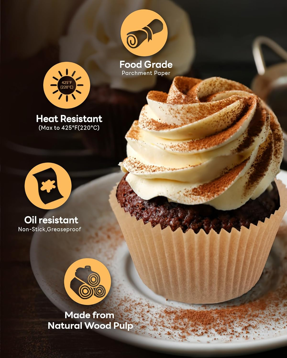 100Pcs Large Size Natural Tulip Cupcake Liners and 100Pcs Jumbo Cupcake Liners