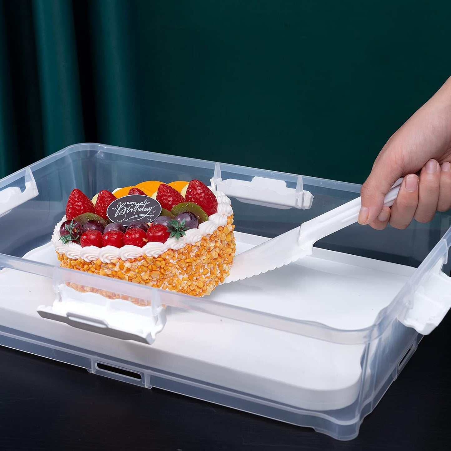Plastic Cake and Cupcake Carrier Holder, Large Portable Storage Container for Storing 12 Cupcakes or 1 Large Cake, White