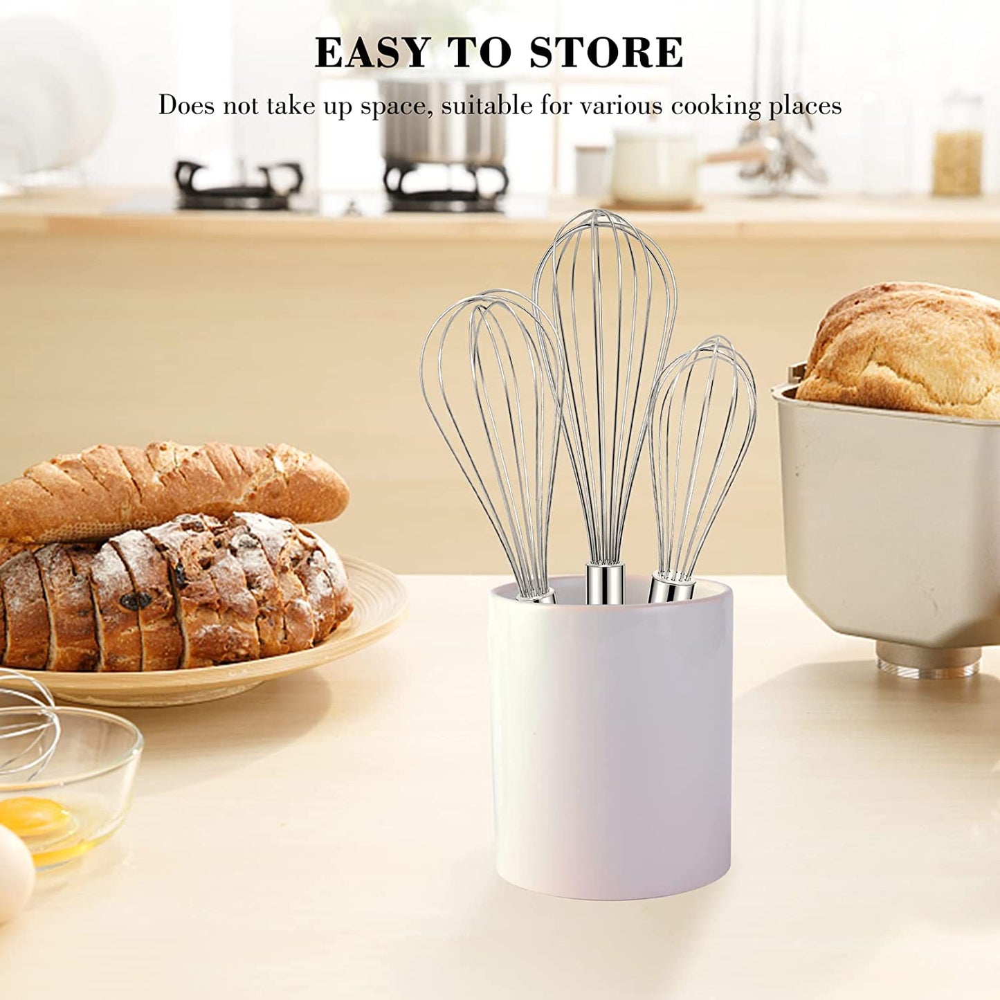 Whisk, Stainless Steel Wisk Set 8" 10" Kitchen Whisk Wisking Tool Kitchen Wisk Wire Whisks for Cooking, Whisking, Blending, Beating, Stirring-…