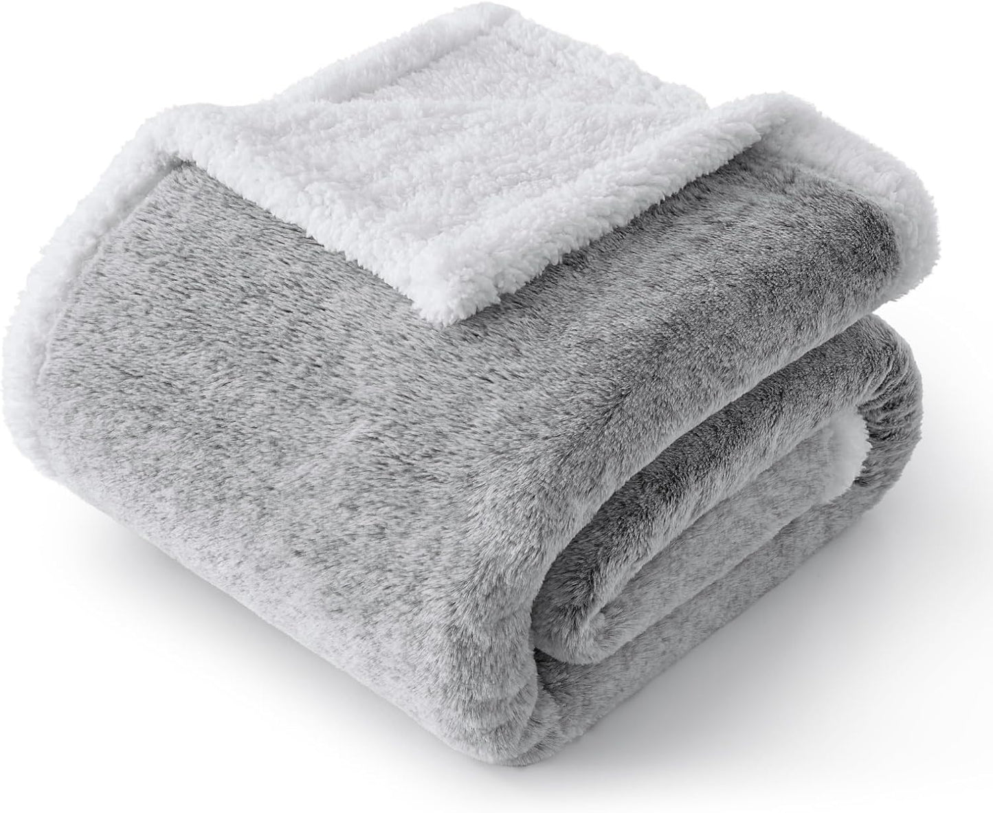 Sherpa Throw Blanket for Couch - Super Soft & Warm Thick Faux Fur Blanket for Sofa and Room Decor, Luxury Cozy Plush Fluffy Winter Blanket Gifts for Women Men Mom Dad, 50X60 Inch, Light Grey