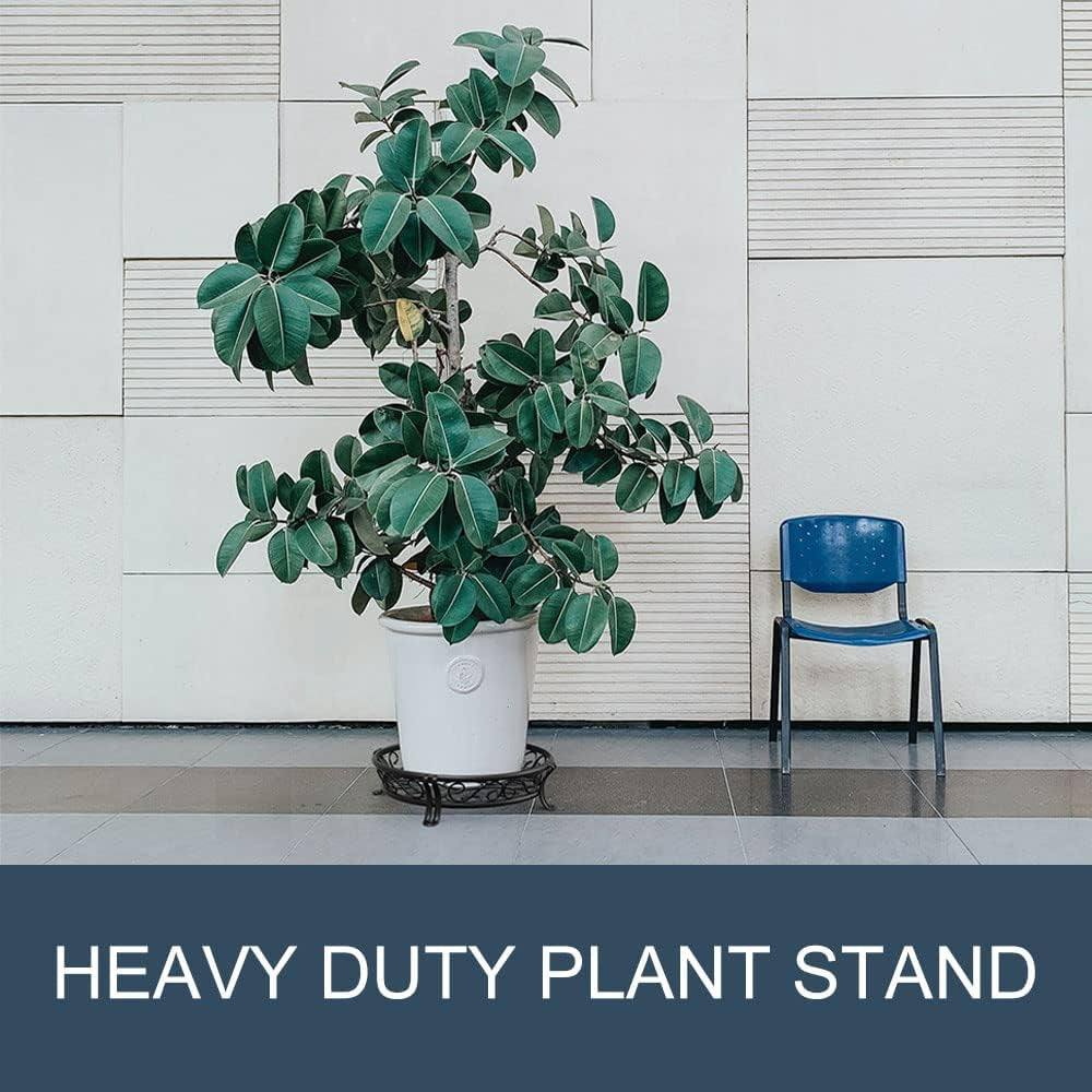 Metal Plant Stand for Outdoor Indoor, Heavy Duty Flower Pots Holder Rustproof Wrought Iron Planter Stands Garden round Supports Rack for Planter 11.8 Inches, Bronze Brown