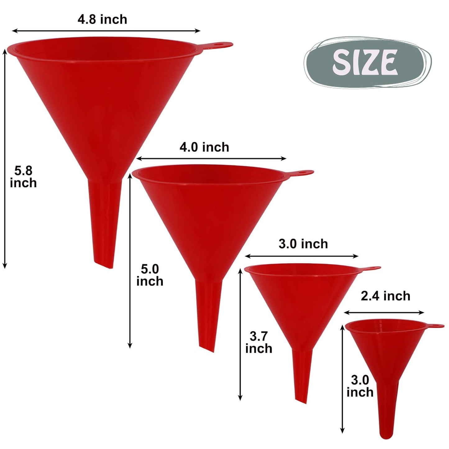 Professional Automotive Plastic Oil Funnel Set - 5 Large Flexible Fuel Funnels with Hose for Efficient Liquid Transfer in Automotive, Marine, and Canning Applications