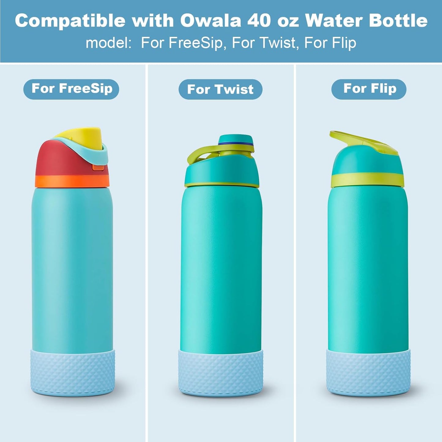 Silicone Boot for Owala Water Bottle 40 Oz, Anti-Slip Protective Sleeve for Freesip/Twist/Flip Stainless Steel Water Bottles Accessories