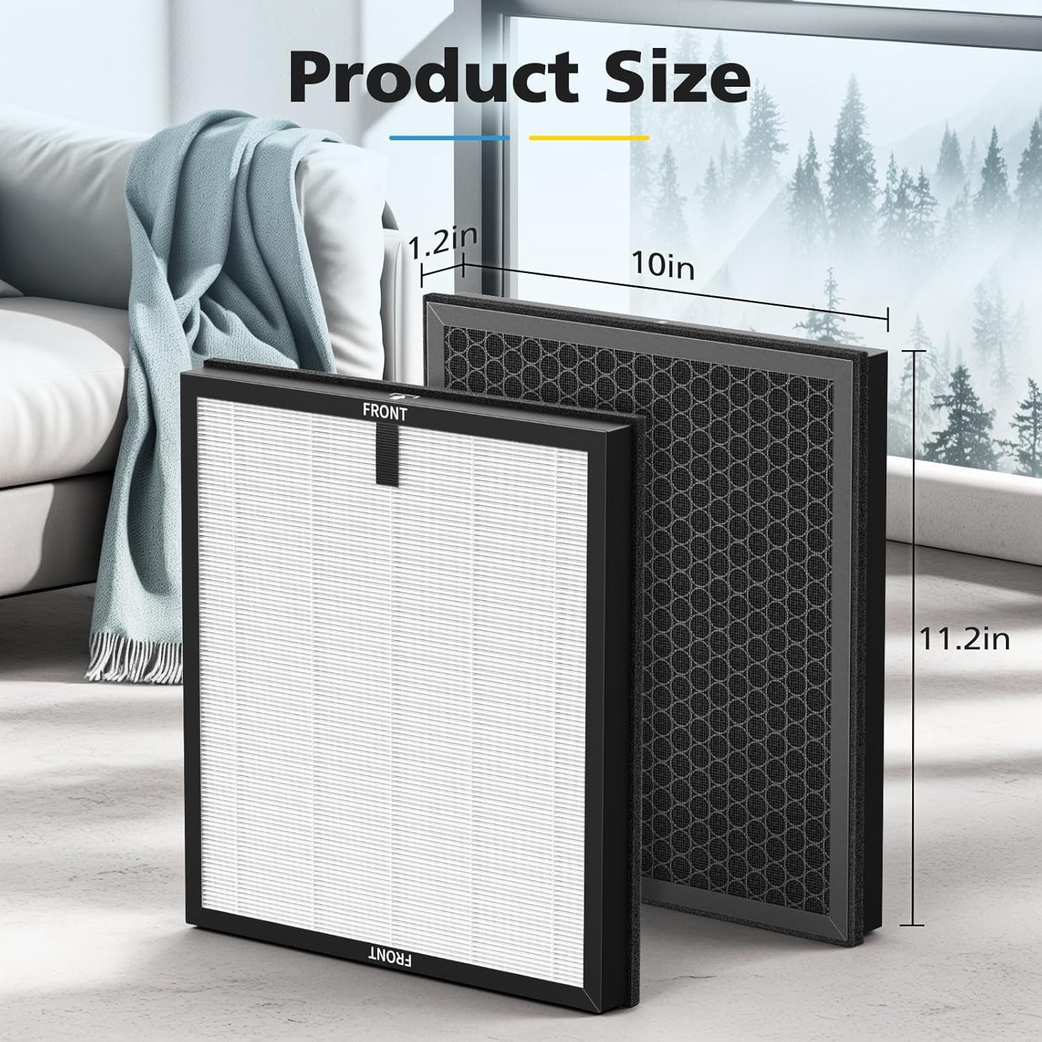 2 Pack F1 Replacement Filter for AMEIFU F1 Air Purifier, Double-Sided Air Purifier Filter for Home Large Room up to 2200 Sq Ft, H13 True HEPA and Activated Carbon, Replace Part #F1F