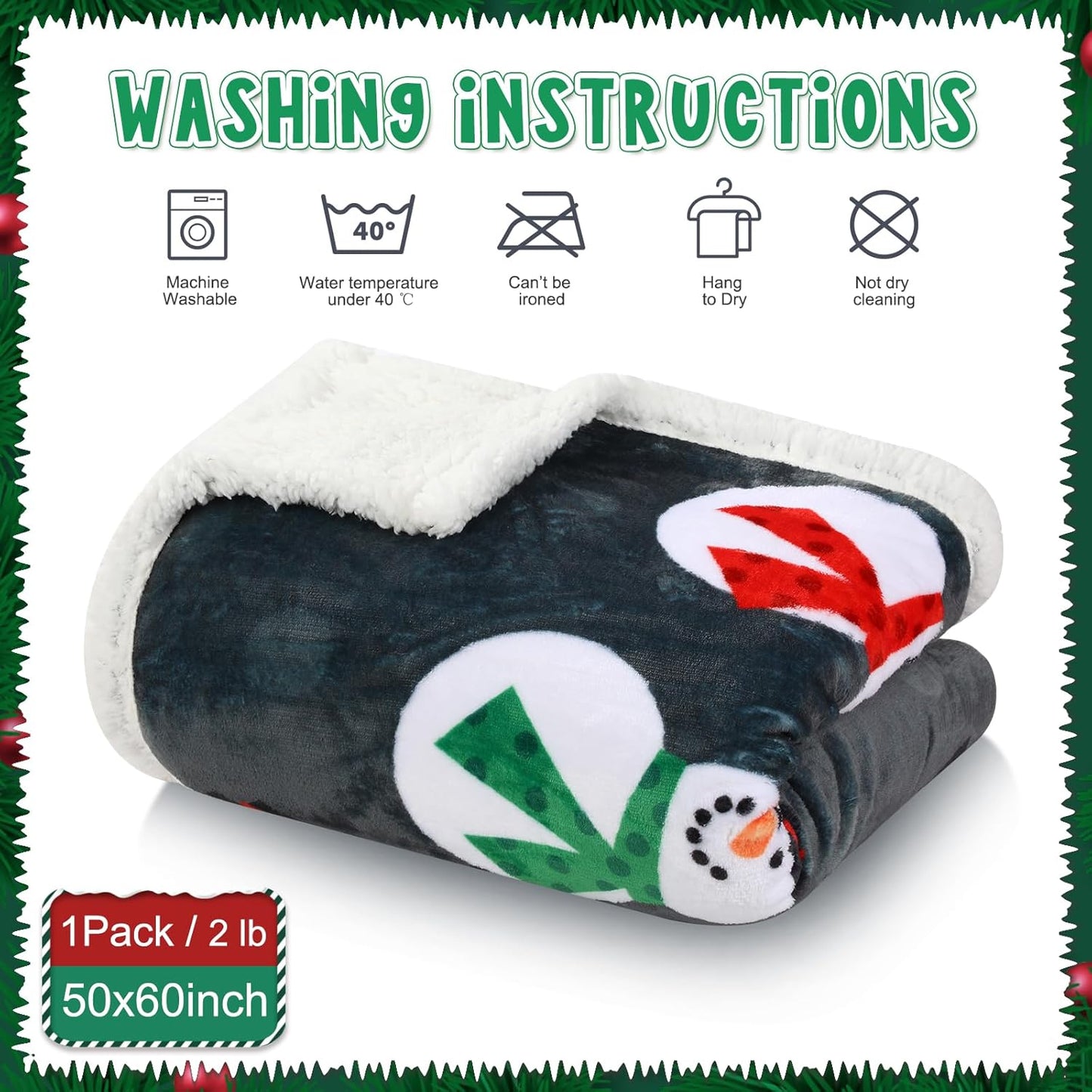 Snowman Christmas Throw Blankets,50" X 60" Winter Holiday Sherpa Fleece Blanket, Snowflake Flannel Blanket for Winter and Xmas Holiday Bedroom, Couch Decorations
