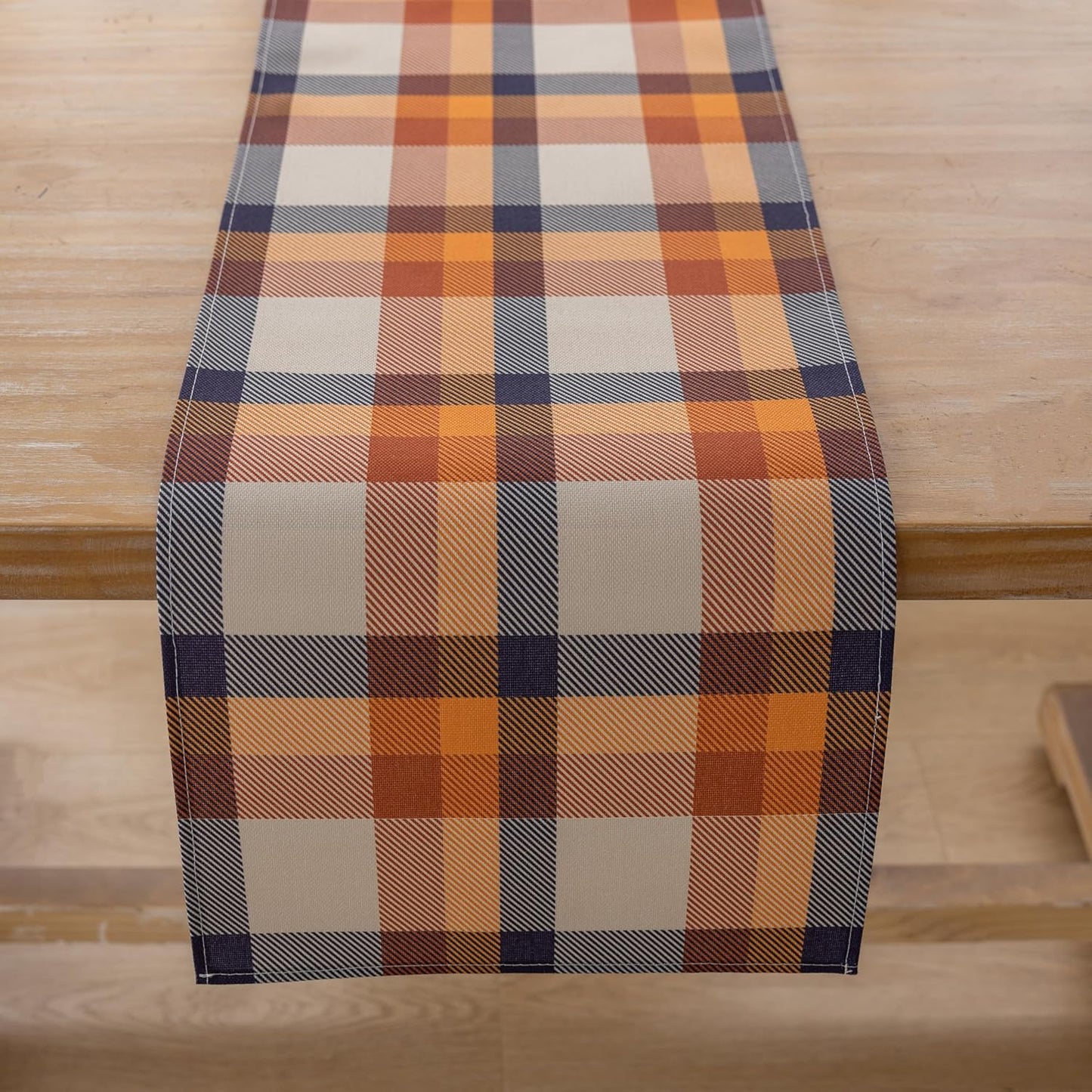 Fall Table Runner Plaid Checkered Pattern Thanksgiving Autumn Harvest Cloth Dining Centerpiece Party Table Decor Fall Decorations for Home 13 X 48 Inch