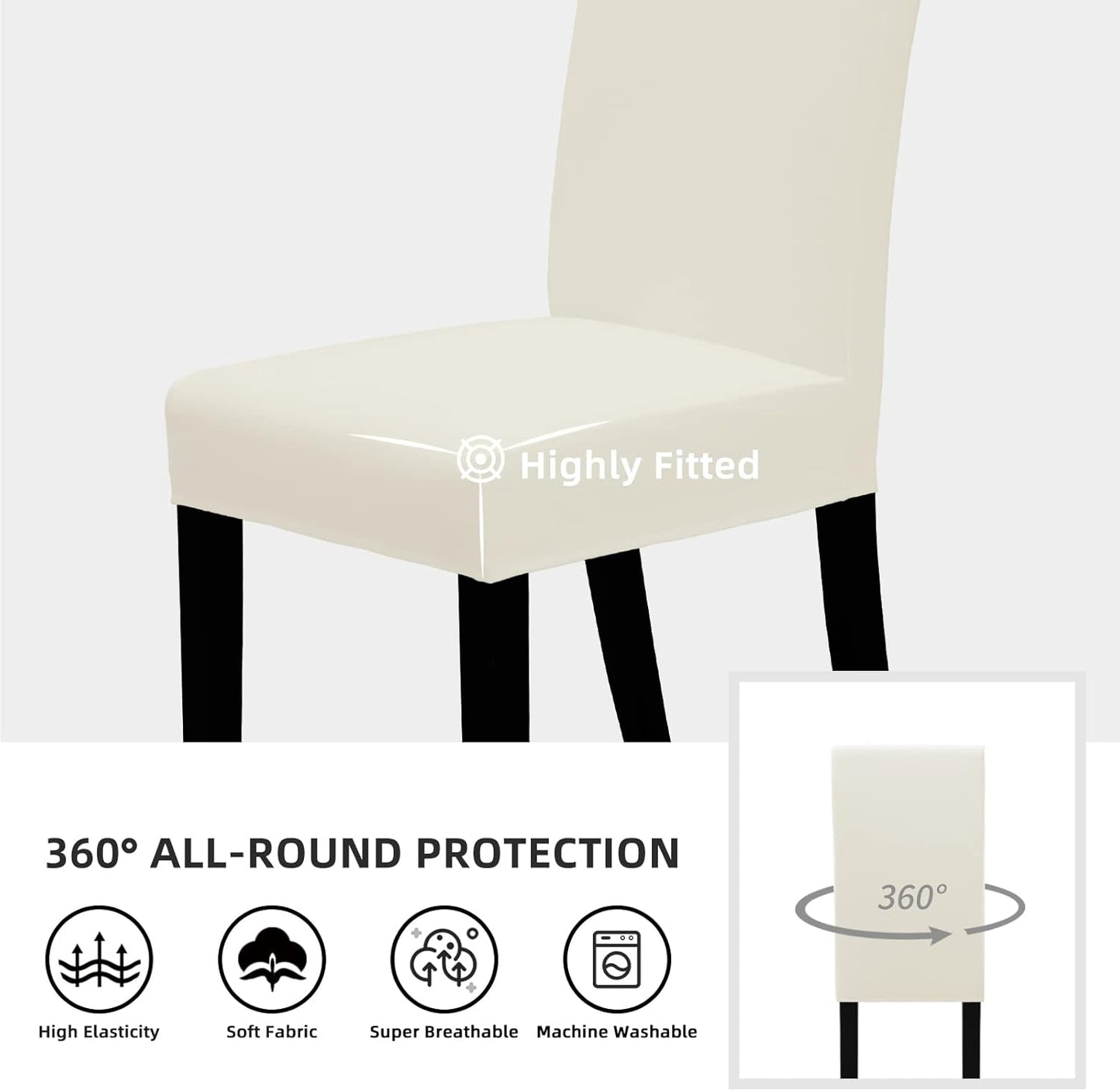Dining Chair Covers Stretch Dining Room Chair Covers Set of 2, Parsons Chair Slipcovers for Dining Room, Ceremony, Banquet, Ivory