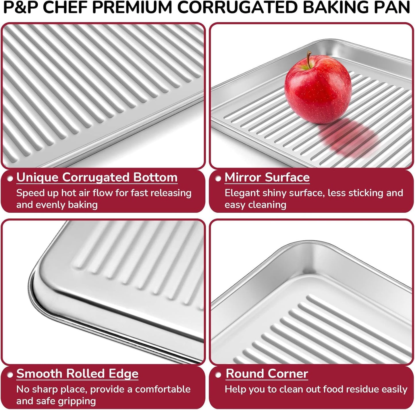 9 X 7 X 1 Inch Mini Toaster Oven Pan, Stainless Steel Small Baking Pan Oven Tray for Cooking & Roasting, Corrugated Bottom, Healthy & Sturdy, Dishwasher Safe - 1Pc