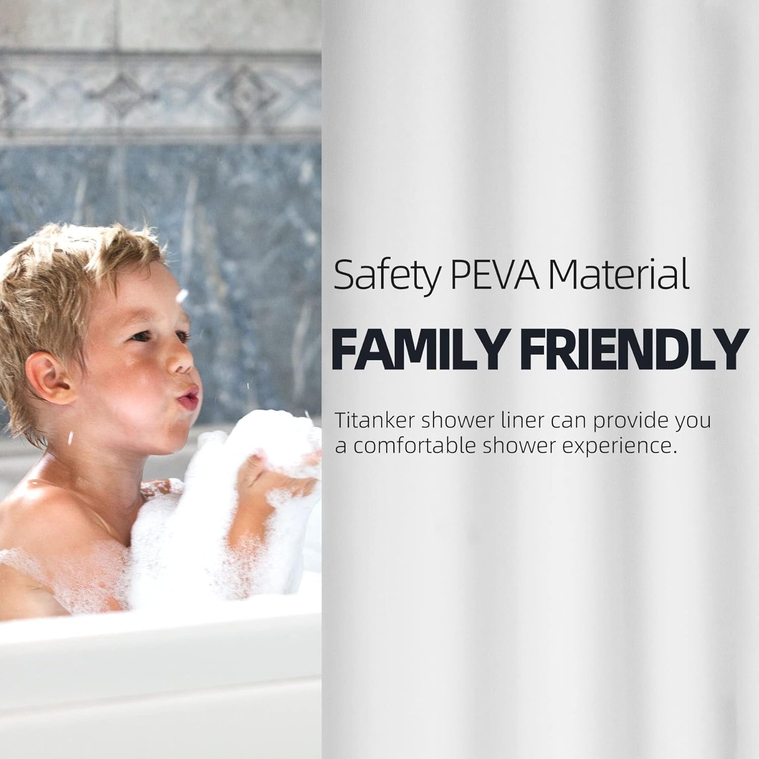 12 Pcs Shower Curtain Hooks and 72 X 72 Inches White Shower Curtain Liner