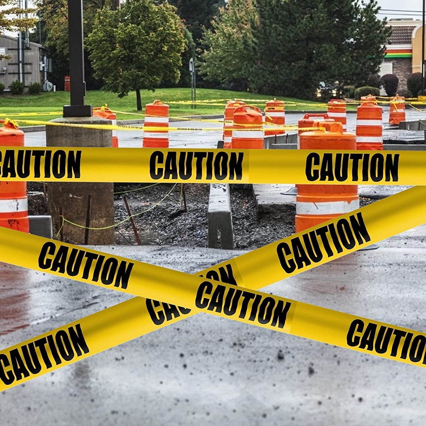 Halloween Decorations Caution Tape 2 Pack, 3" X1000Ft Safty Tape Yellow Caution Tape Roll, Construction Tape for Danger/Hazard Areas/Crime Scene Halloween Party Decorations