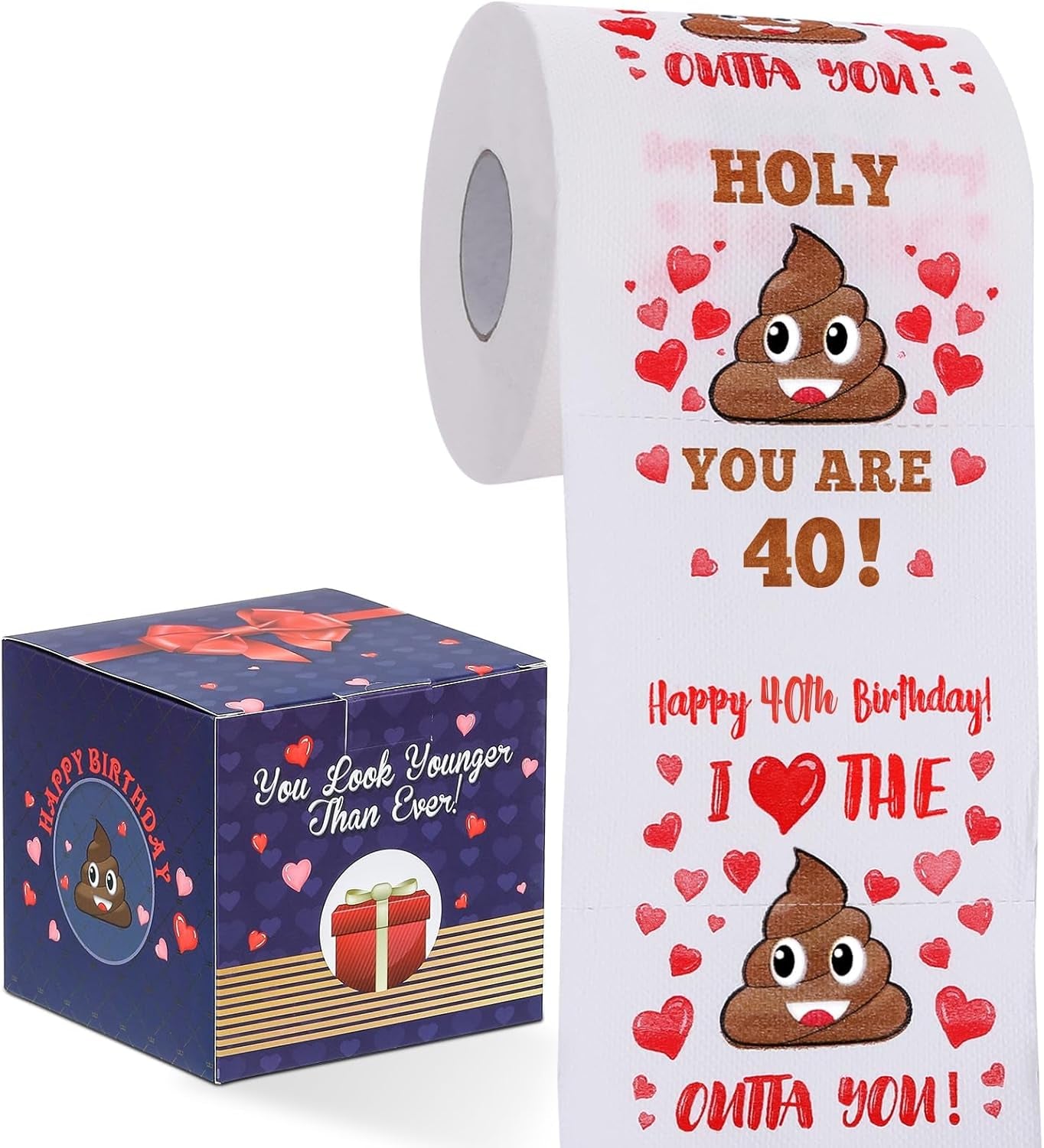 40Th Birthday Gifts for Women, Men, Her, Him - Happy Prank Toilet Paper - 40Th Birthday Decorations, Party Supplies Favors - 40 Years Old Funny Gag Gift Ideas, Novelty Bday Present for Friends, Family