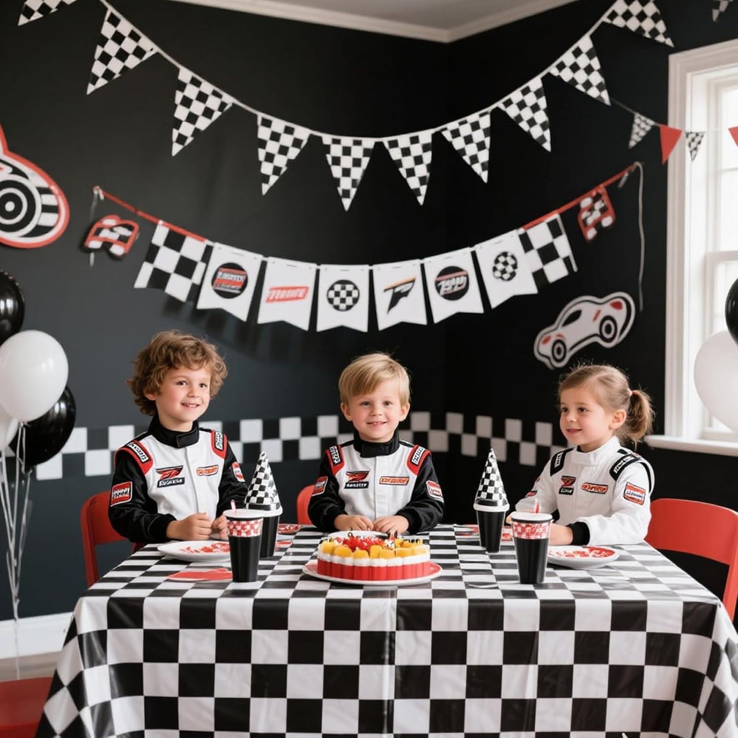 3 Packs Black and White Checkered Tablecloths 54 X 108 Inches Disposable Plastic Checkered Flag Racing Table Cover Waterproof Rectangle Race Car Table Cloth for Picnic Party Retro Celebration