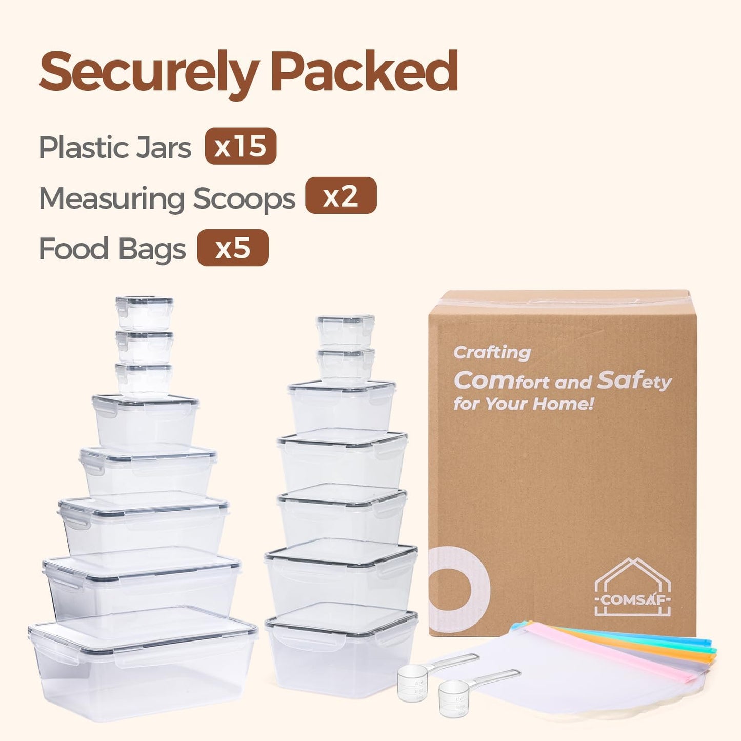 Food Storage Containers Set with Airtight Lids,Plastic Food Containers for Kitchen Storage and Organization, Leak Proof Meal Prep Container,Reusable Lunch Storage Set