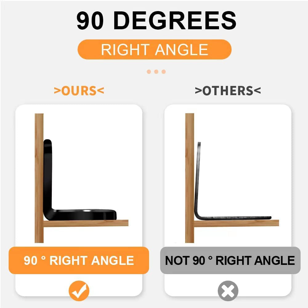 40PCS L Bracket Corner Brace Sets, Stainless Steel Corner Brackets, 90 Degree Right Angle Bracket, Metal L Brackets for Shelves Wood Furniture Cabinet Chair Drawer with 80PCS Screws, Black (20Mmx20Mm)