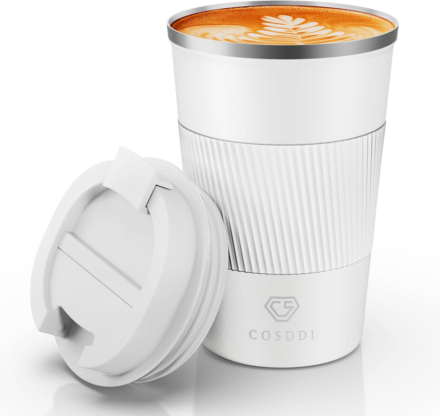 12 Oz Stainless Steel Vacuum Insulated Tumbler - Coffee Travel Mug Spill Proof with Lid - Coffee Cup for Keep Hot/Ice Coffee,Tea and Beer (White)