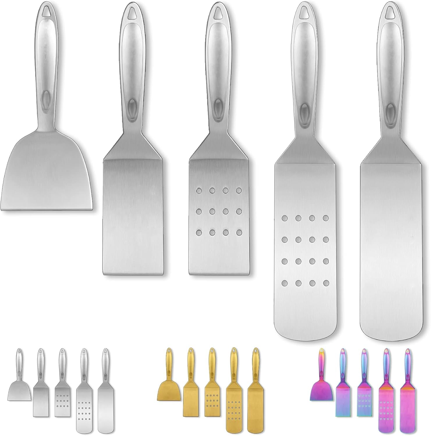 5-Piece Stainless Steel Grill Accessories Kit with Bakelite Handles for Heat Resistance and Durability