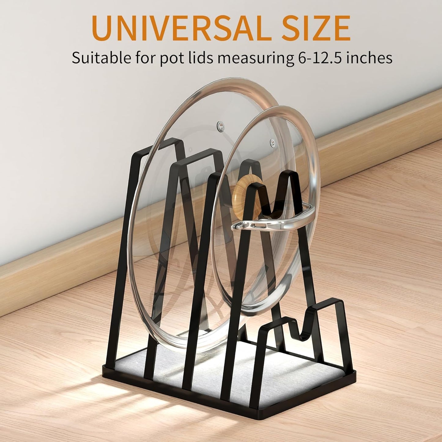 Multifunctional Kitchen Counter Organizer with Fast-Drying Stone and Stainless Steel Pot Lid Holder, Black