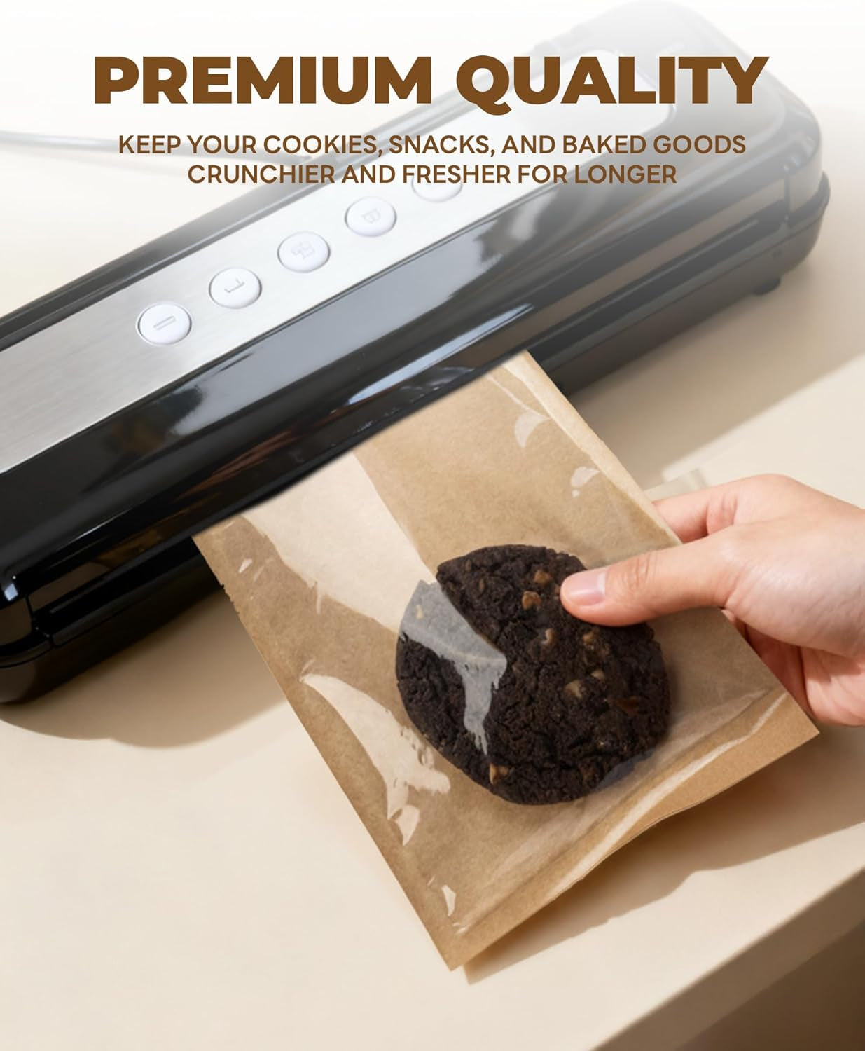 100PCS Cookie Bags with Seal, 5.7X6.5 Inch Individual Cookie Packaging Bags for Gift Giving, Heat Sealable & Grease Proof Bakery Bag with Window, Baked Goods Packaging