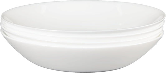 Set of 4 Tempered Glass Pasta and Salad Bowls, 7.8-Inch Round Serving Bowls, Microwave and Dishwasher Safe