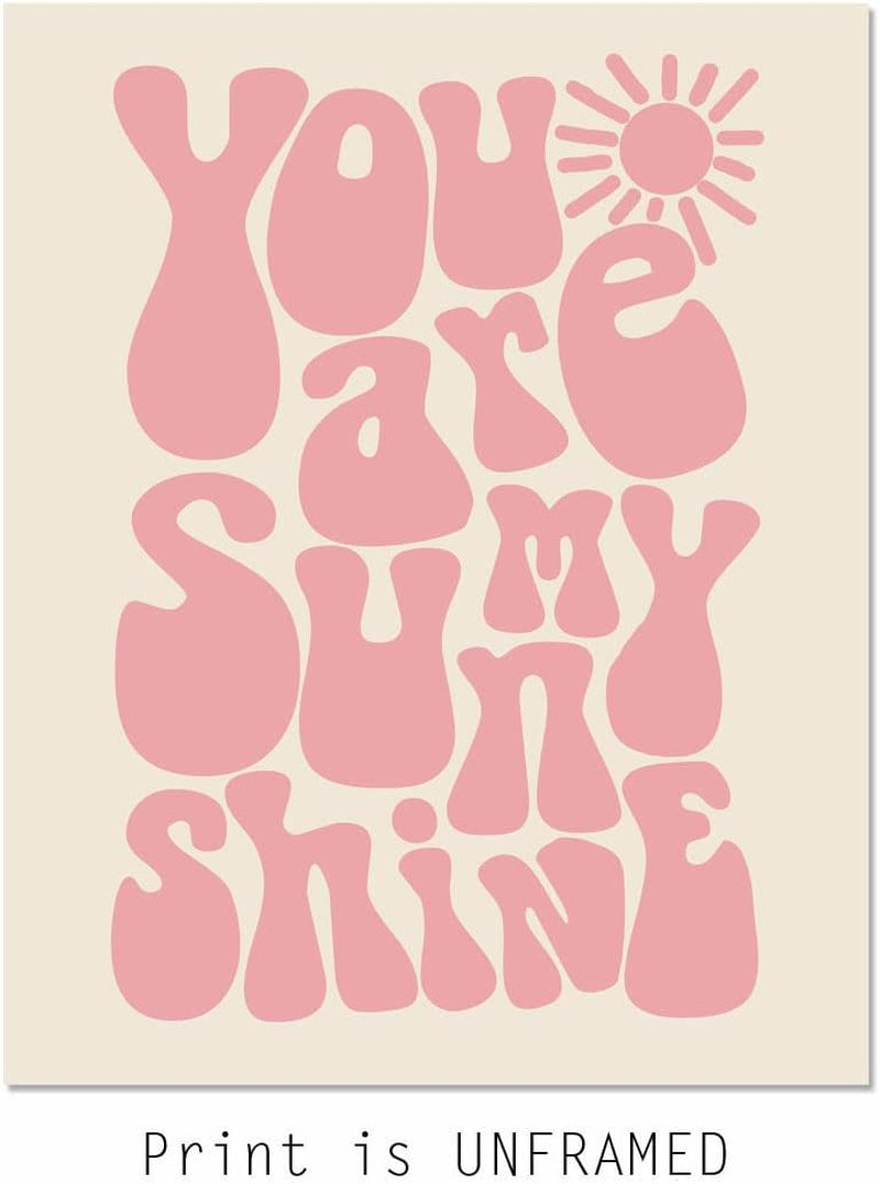 You Are My Sunshine, Girls Room Decor, Kids Room Decor, Nursery Print, Kids Bedroom, Boho Wall Art, Kids Boho Room, Pink, Unframed (11X14 INCH)