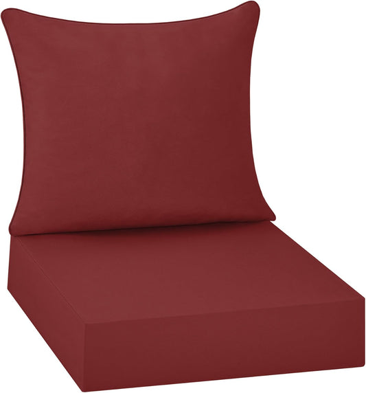 ® Outdoor Seat Cushions 24 X 24 X 5.75 Inch, Waterproof & Fade Resistant Patio Furniture Replacement Cushions with Removable Cover for Chair, Sofa, Couch, Wicker, Burgundy