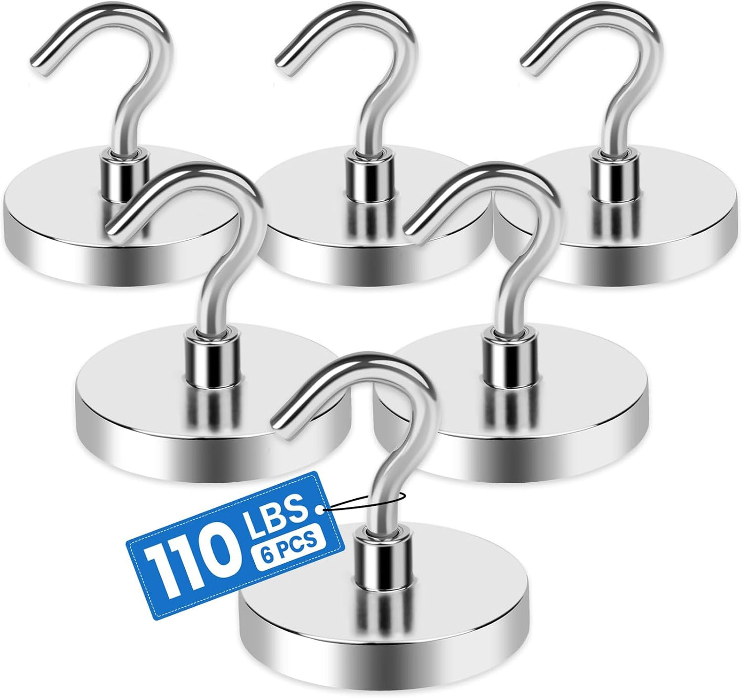 Strong Magnetic Hooks, 100LBS Magnet Hooks for Cruise Cabin, Super Powerful Neodymium Magents for Cruise Essentials Must Haves, Heavy Duty Magnets for Metal Door, Refrigerator,Ceiling - 6 Pcs
